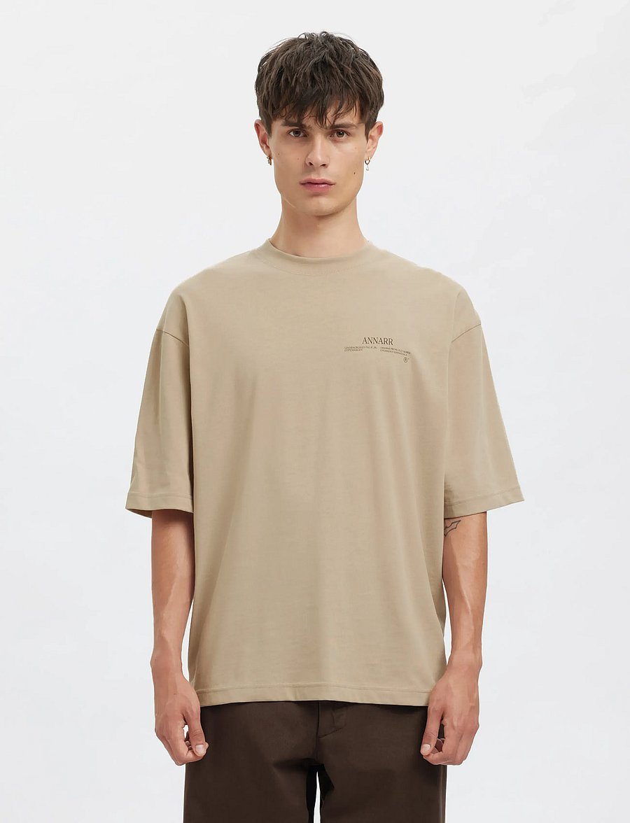 Annarr - ANROKHOLM LOGO SS O-NECK TEE - marškinėliai trumpomis rankovėmis - pure cashmere - 0