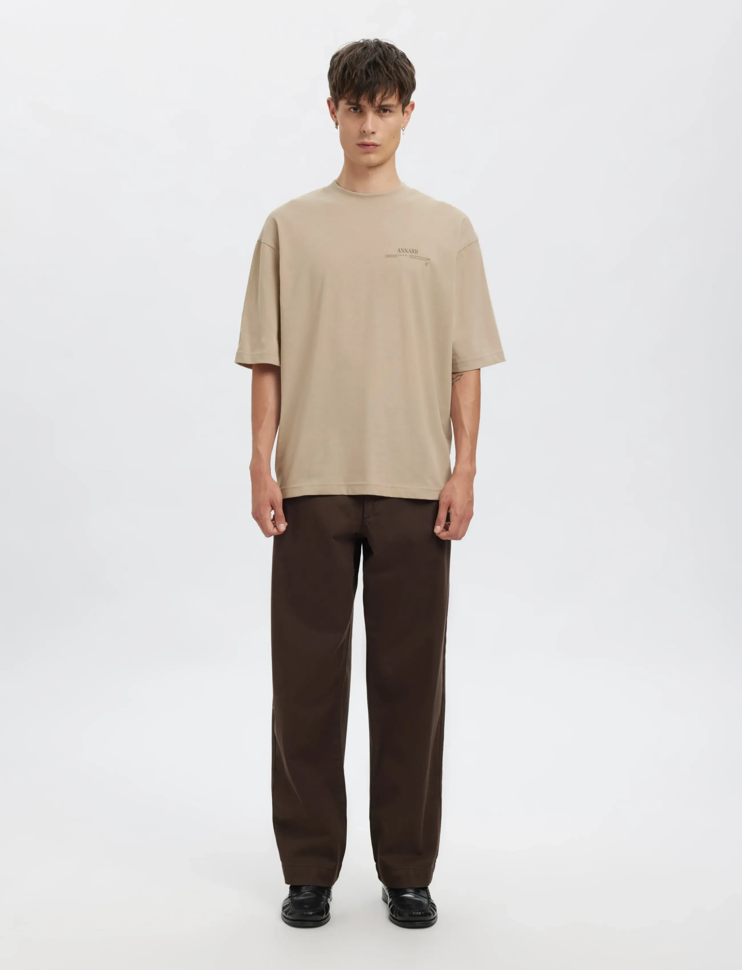 Annarr - ANROKHOLM LOGO SS O-NECK TEE - kortärmade t-shirts - pure cashmere - 4