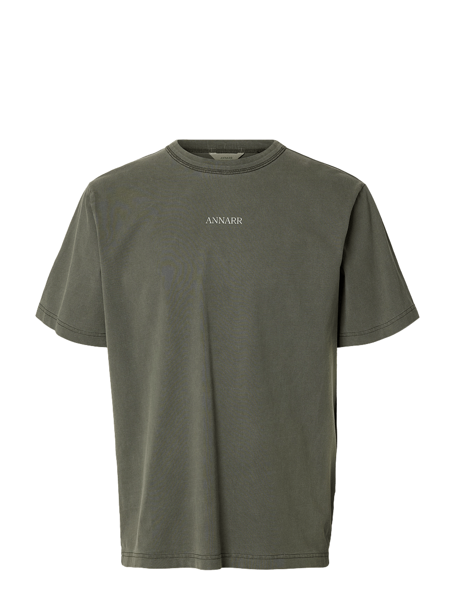 Annarr - ANRRO LOCATION SS O-NECK TEE - kortærmede t-shirts - black olive - 1