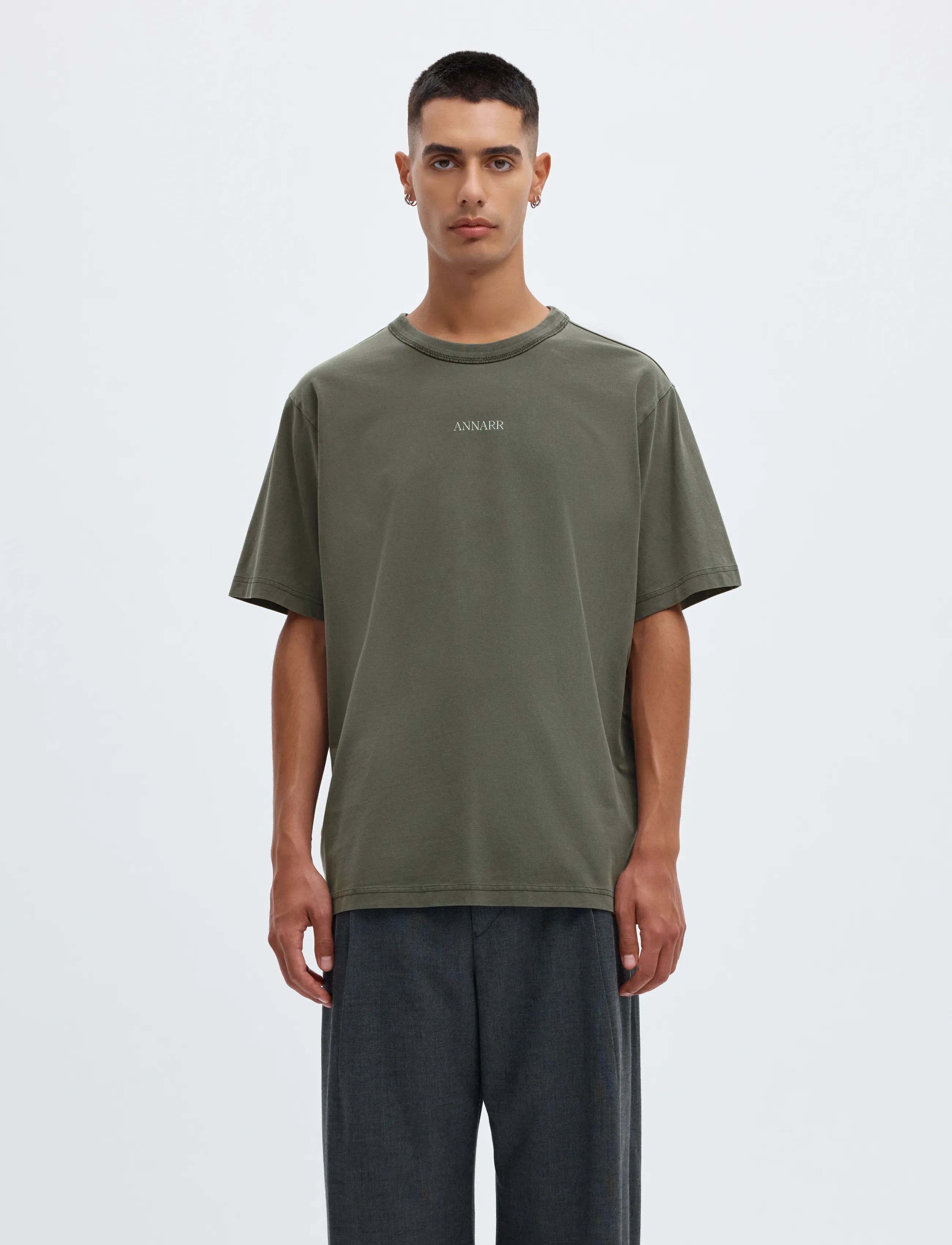 Annarr ANRRO LOCATION SS O-NECK TEE - Short-sleeved t-shirts - BLACK OLIVE / khaki/green