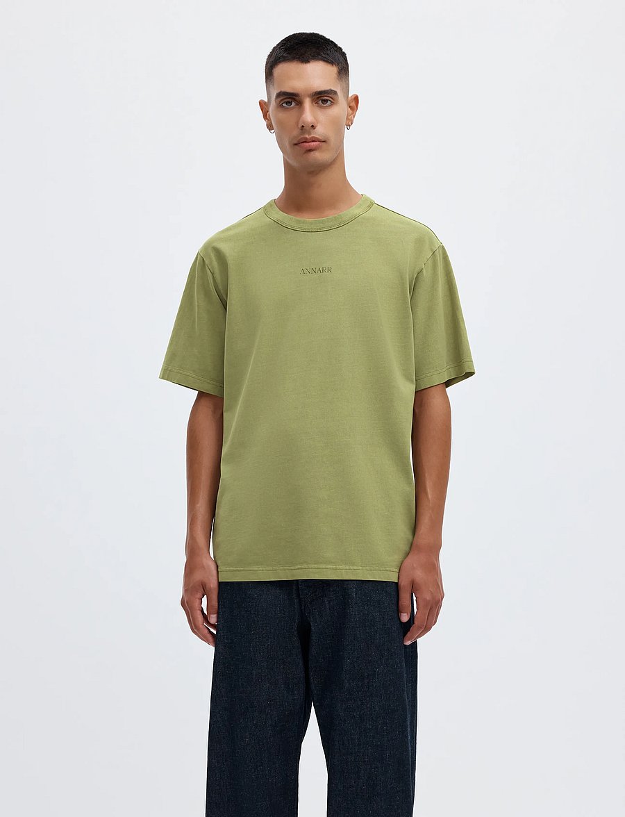 Annarr - ANRRO LOCATION SS O-NECK TEE - kortærmede t-shirts - mosstone - 0