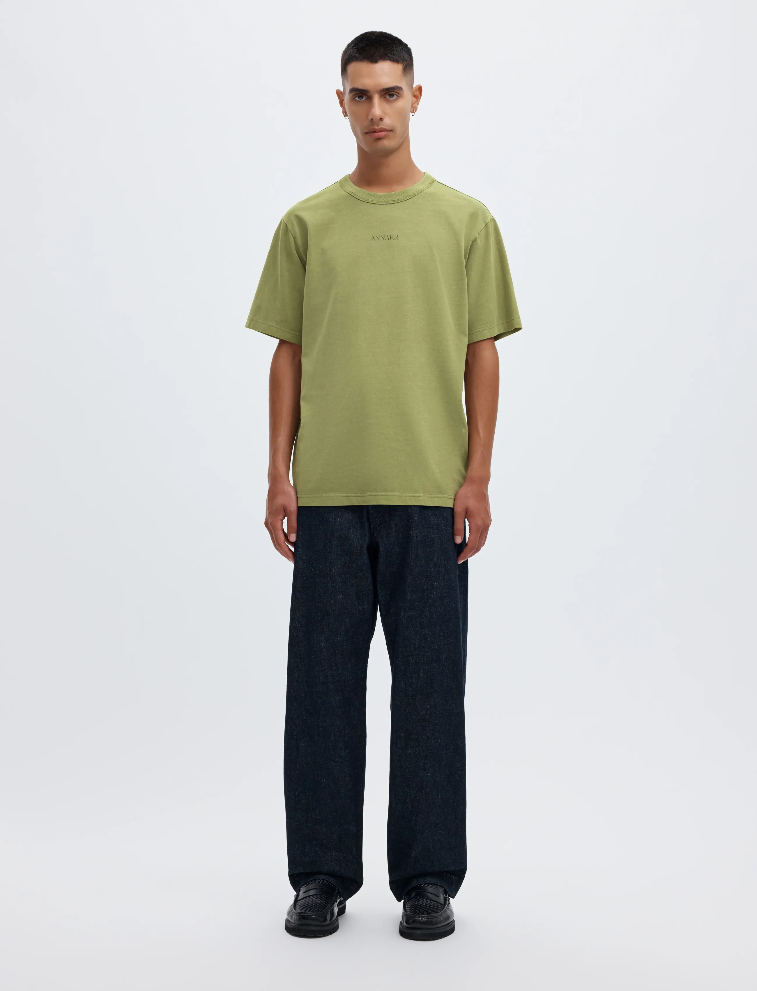 Annarr - ANRRO LOCATION SS O-NECK TEE - short-sleeved t-shirts - mosstone - 4