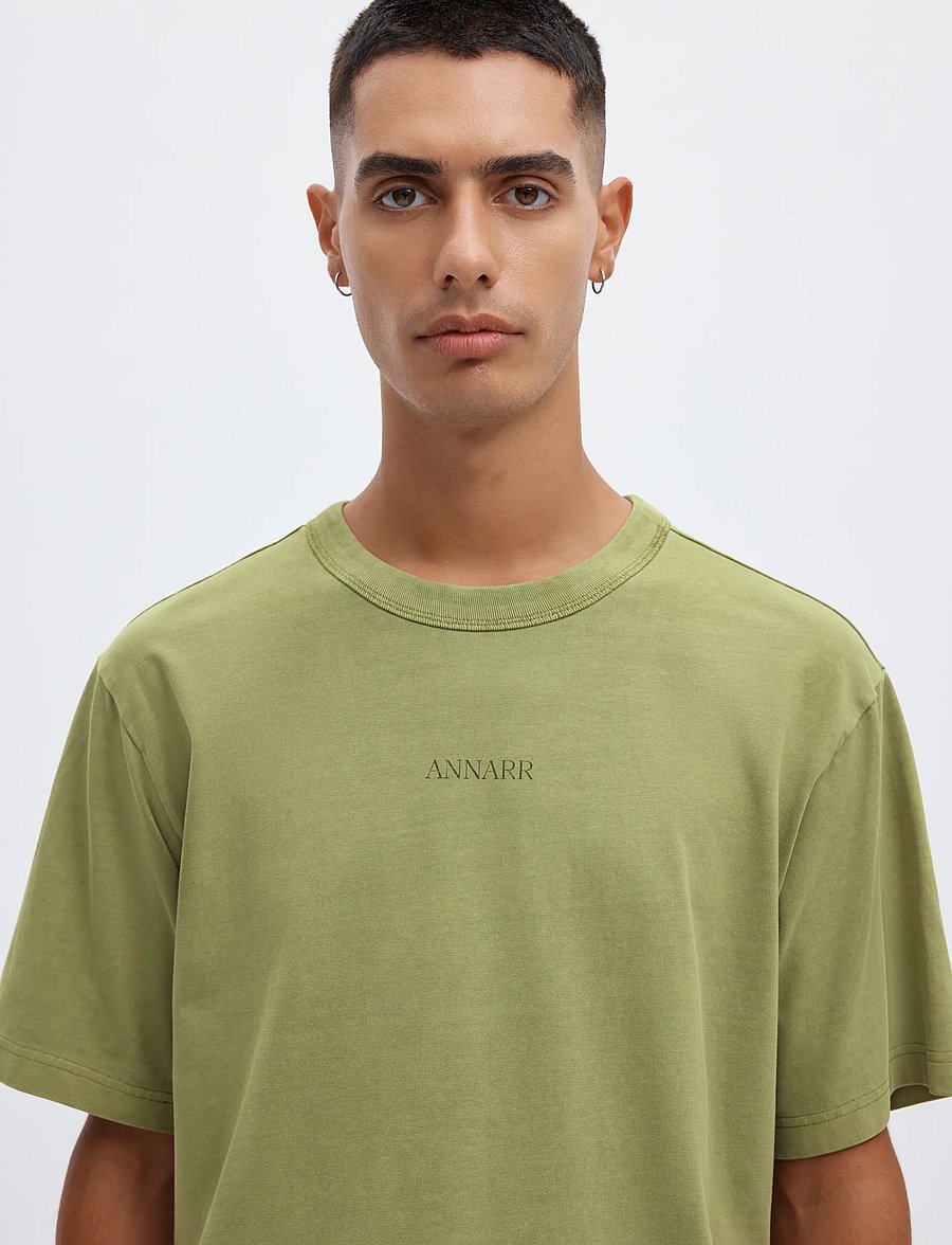 Annarr - ANRRO LOCATION SS O-NECK TEE - kortærmede t-shirts - mosstone - 5