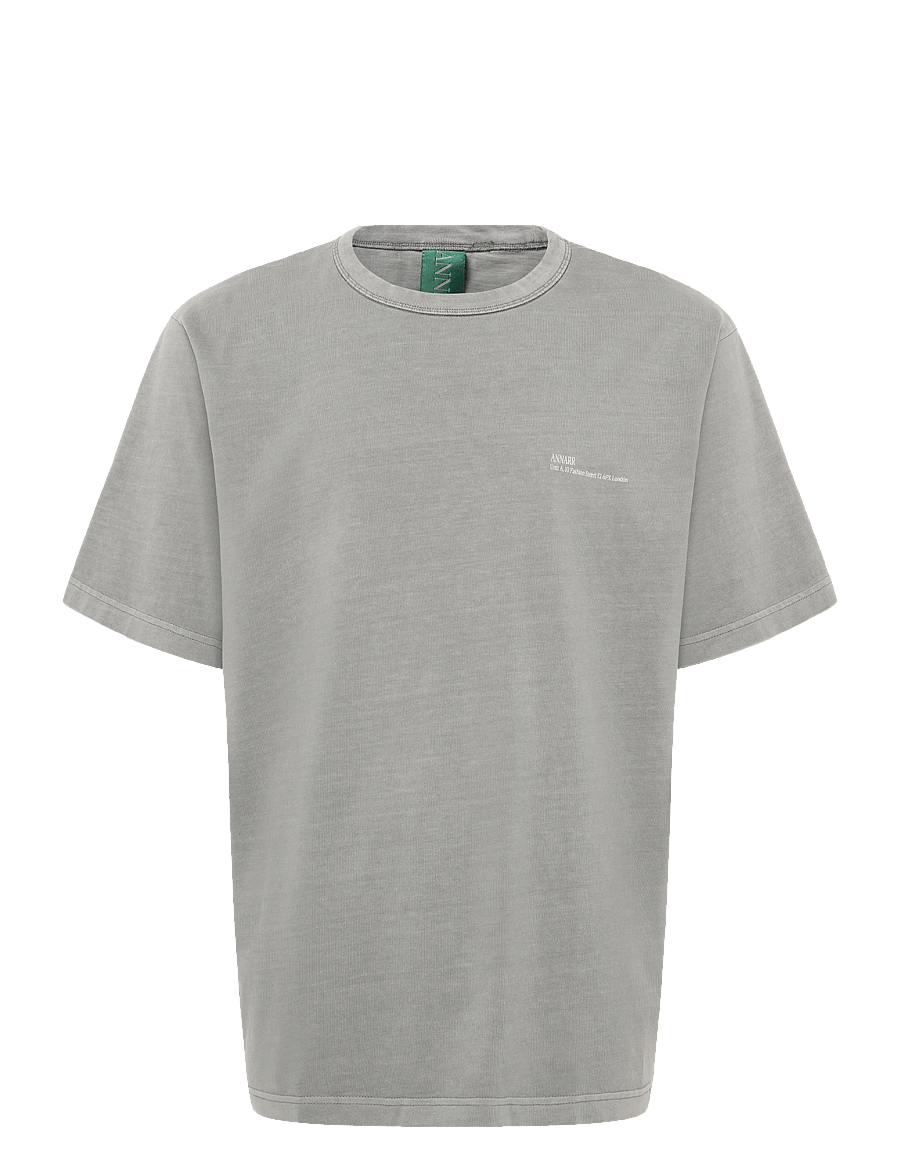 Annarr - ANRRO LOCATION SS O-NECK TEE - kortärmade t-shirts - sharkskin - 1