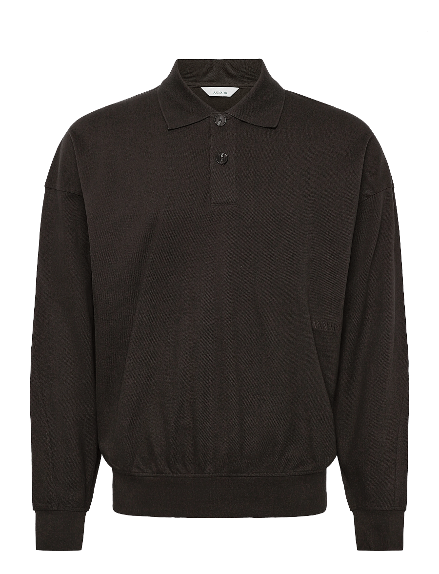 Annarr - ANRARCHEL LS POLO SWEAT - pikkade varrukatega kootud polod - black olive - 0