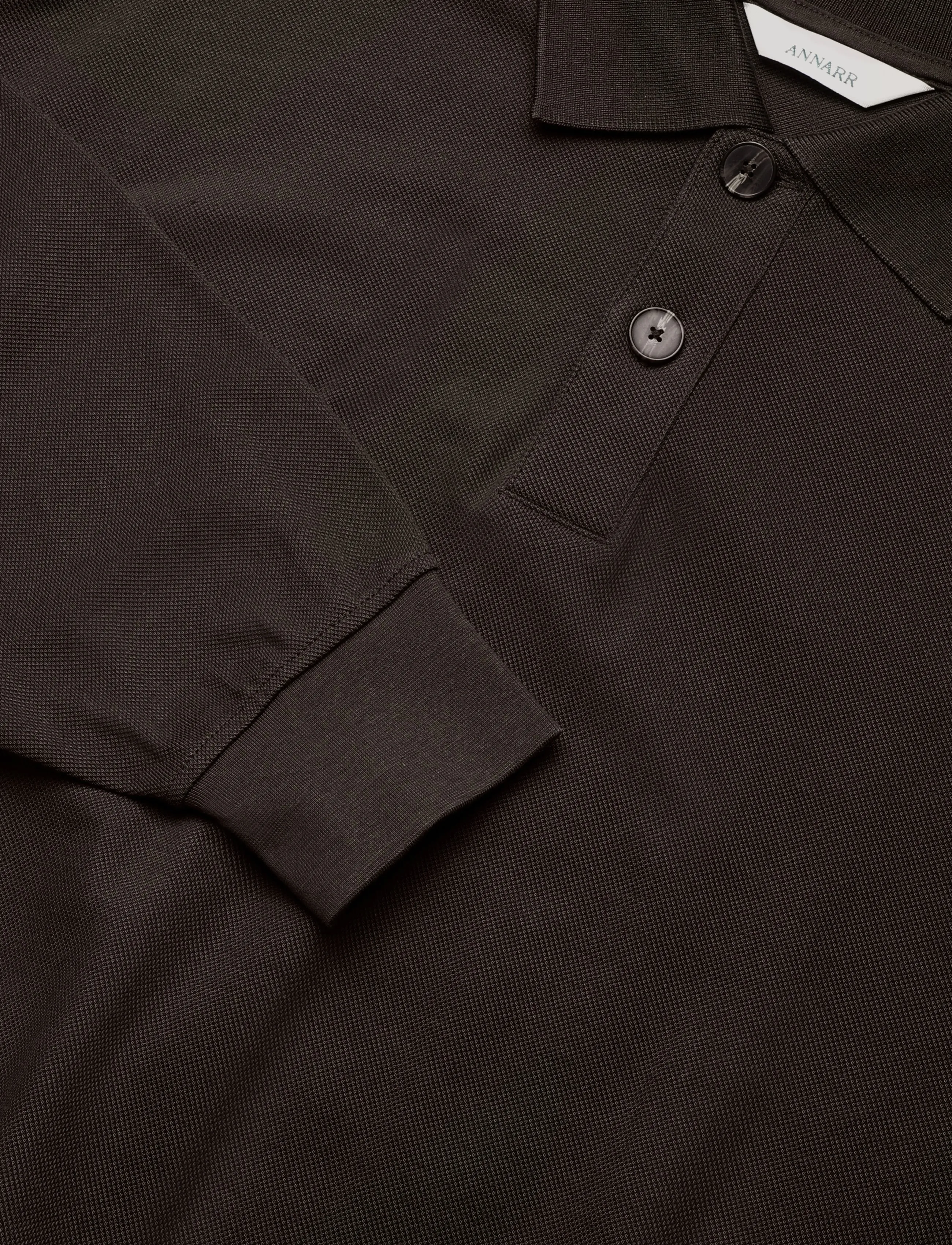 Annarr - ANRARCHEL LS POLO SWEAT - pikkade varrukatega kootud polod - black olive - 2