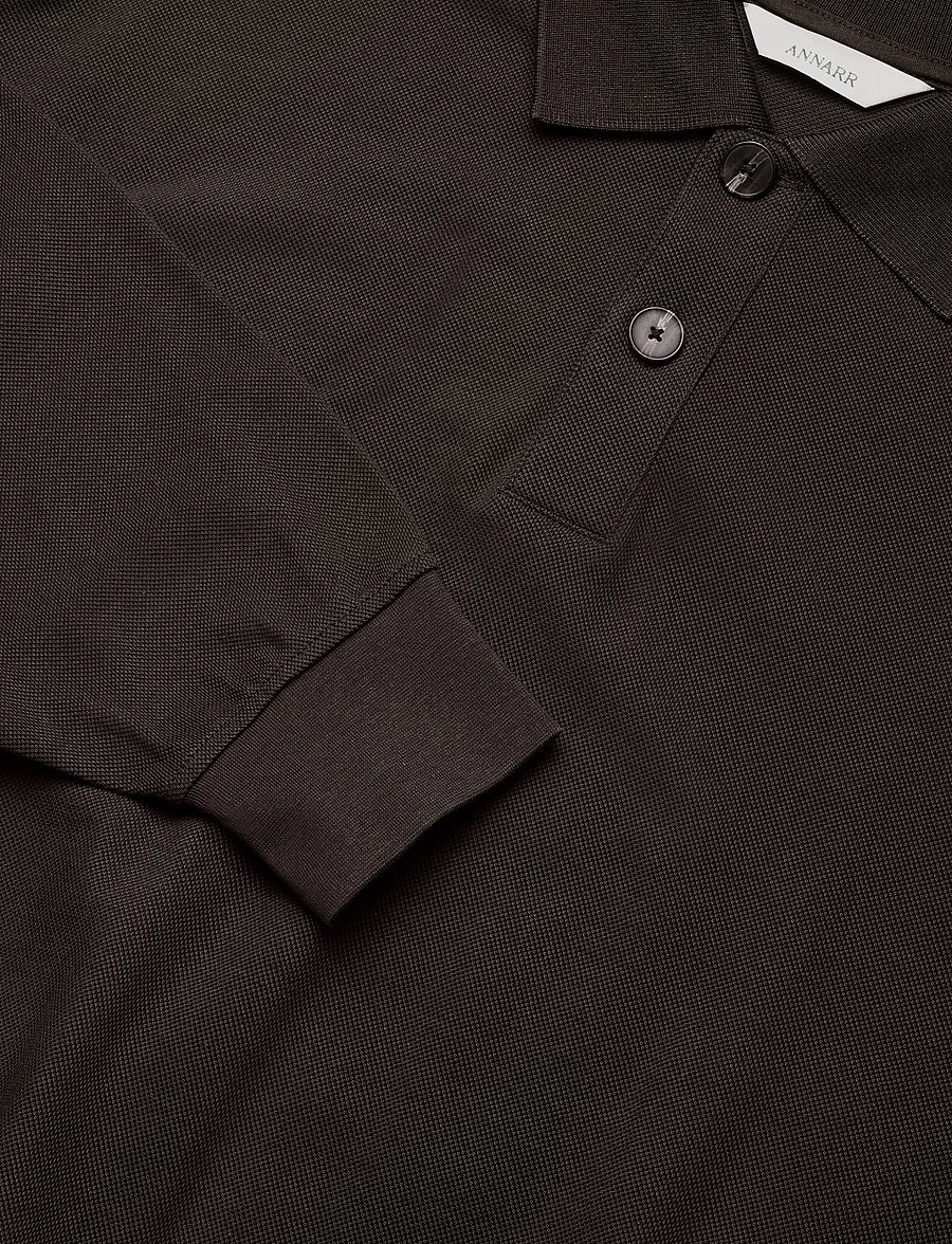 Annarr - ANRARCHEL LS POLO SWEAT - pikkade varrukatega kootud polod - black olive - 2