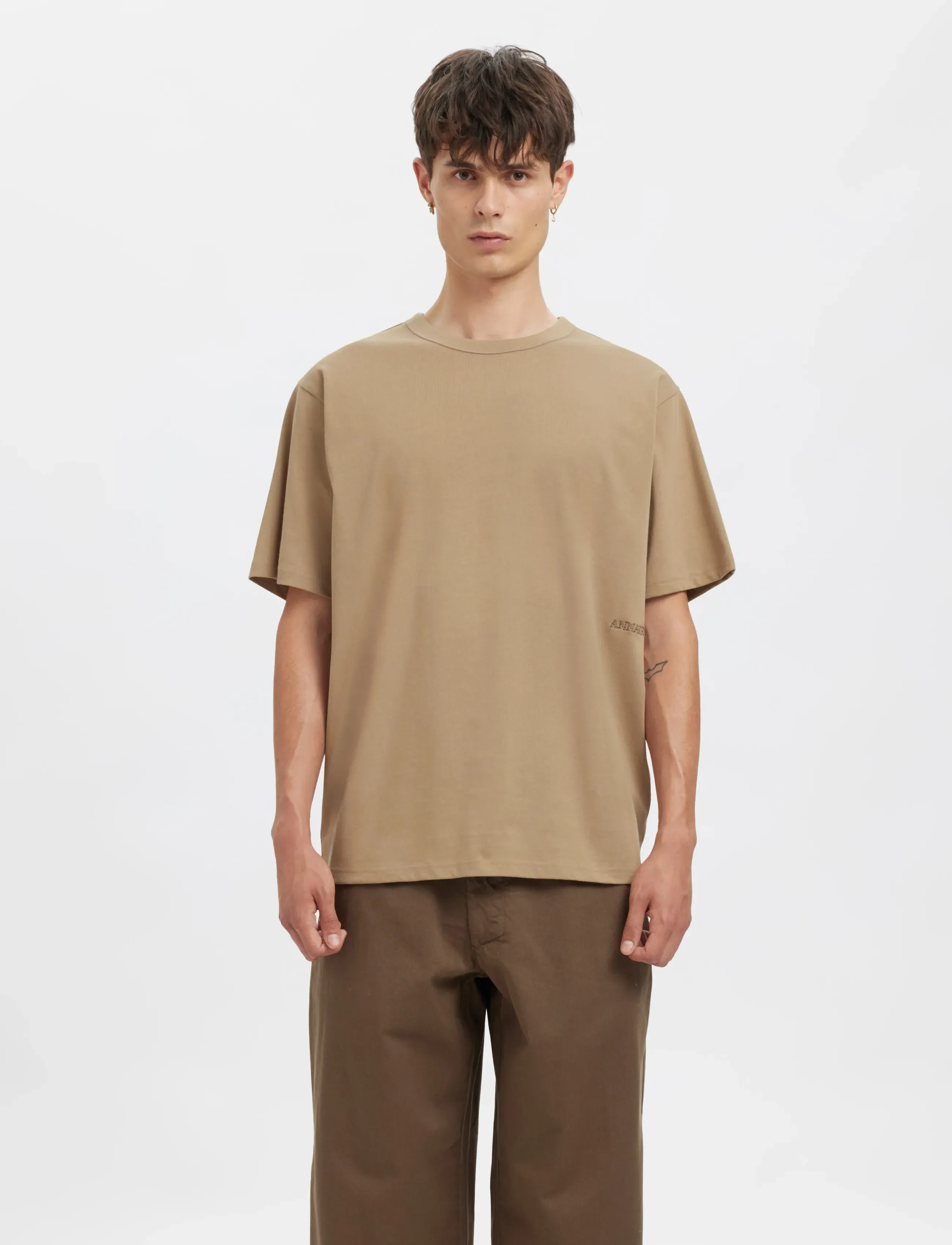 Annarr ANRRO SS O-NECK EMB TEE - T-shirts - DUNE / beige