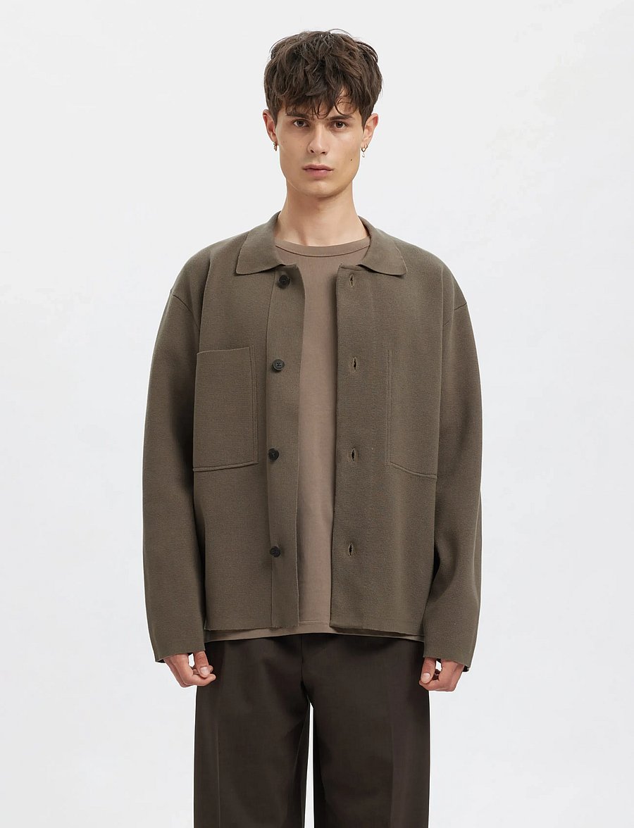 Annarr - ANRHARKI LS KNIT POLO CARDIGAN - koftor - bungee cord - 0