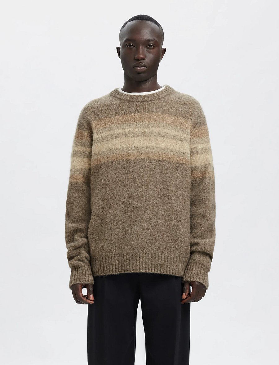 Annarr - ANRNORMAN LS KNIT CREW NECK - rundhalsad - brownie - 0
