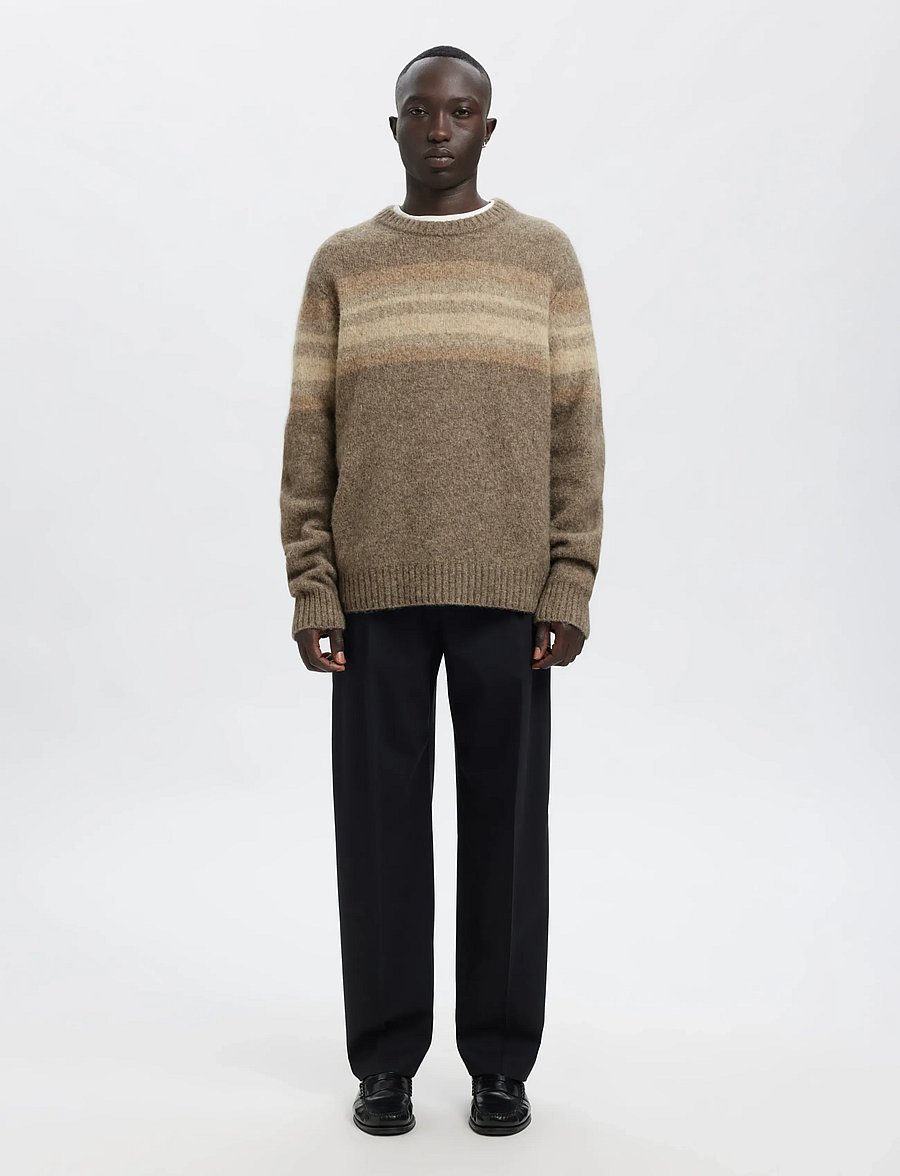 Annarr - ANRNORMAN LS KNIT CREW NECK - rundhalsad - brownie - 4