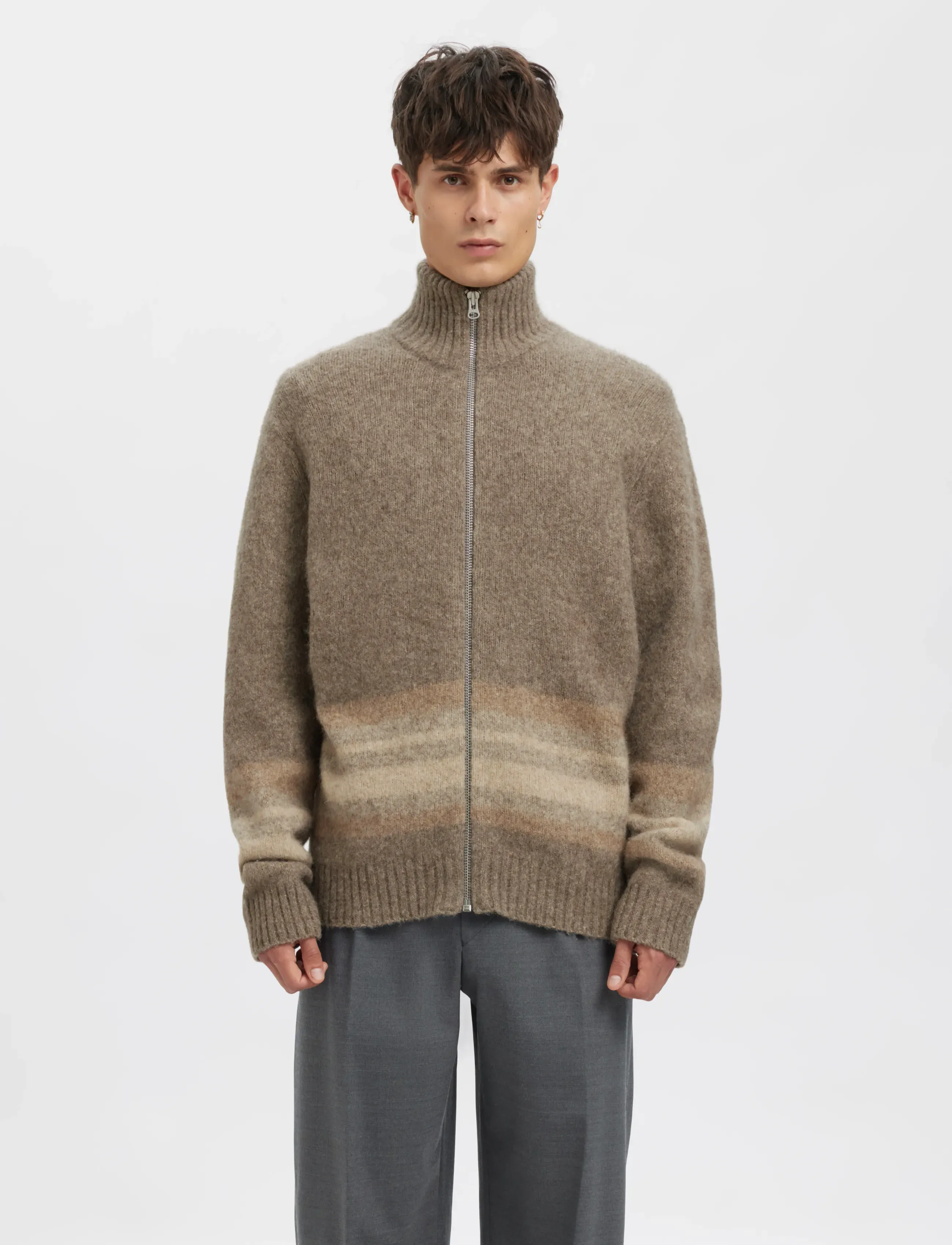 Annarr Anrnorman Ls Knit Full Zip Cardigan, XL, Knitwear, Braun - Cardigans, Männerswear