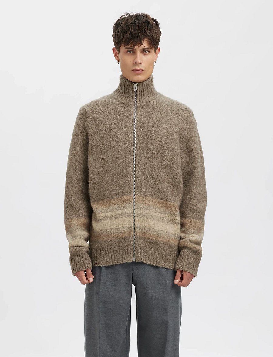 Annarr - ANRNORMAN LS KNIT FULL ZIP CARDIGAN - brownie - 0