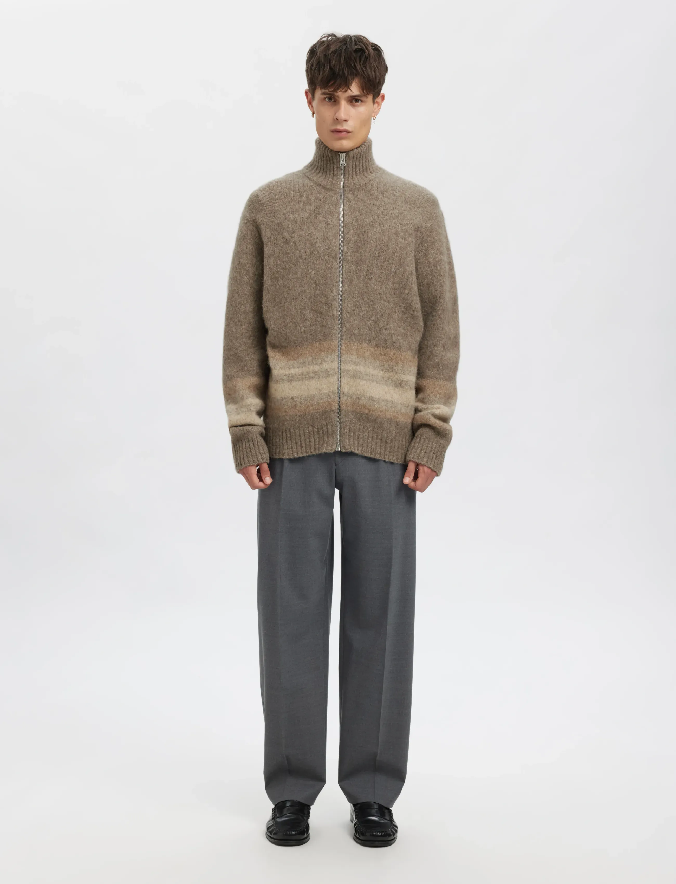 Annarr - ANRNORMAN LS KNIT FULL ZIP CARDIGAN - fullzip strik - brownie - 4