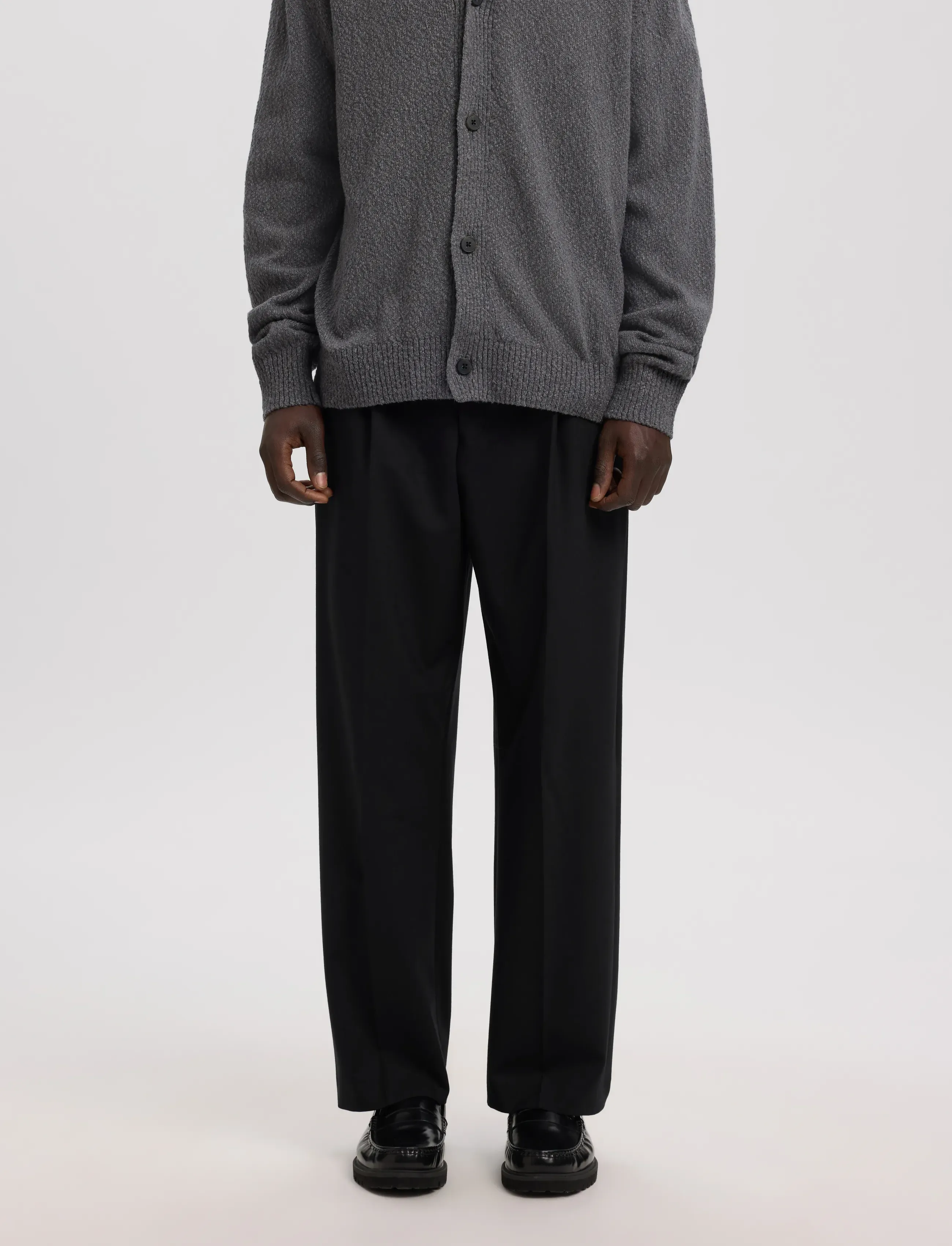 Annarr Anrnorr 261 Wool Blend Trouser, Mænd, Plisserede Cropped Bukser, Sort, Str: 52