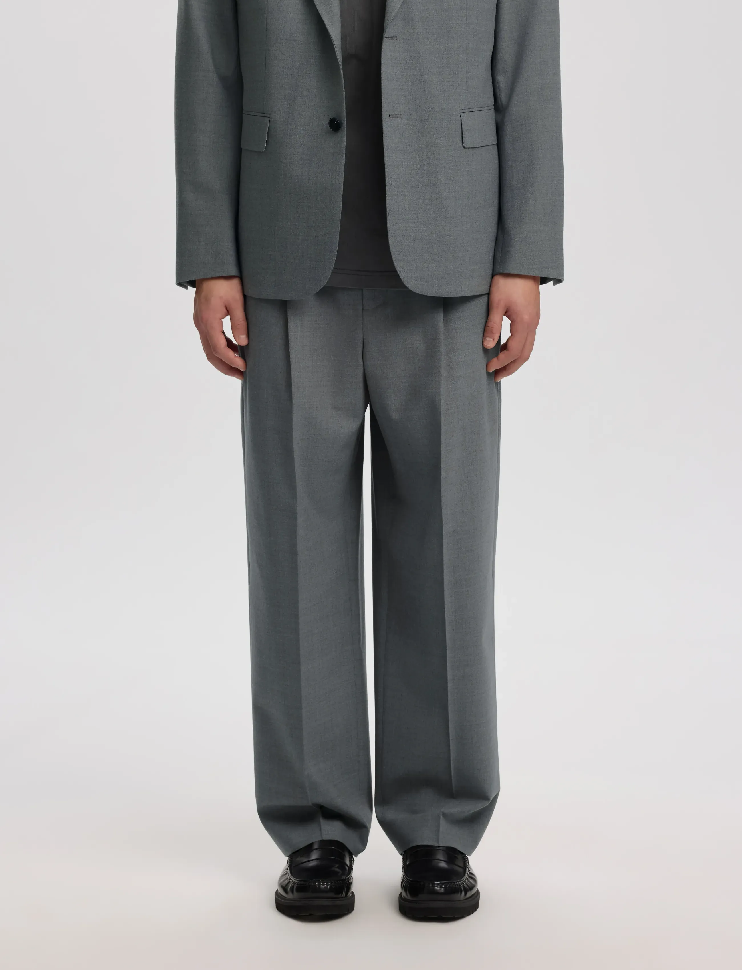 Annarr ANRNORR 261 WOOL BLEND TROUSER - Kläder - LIGHT GREY MELANGE / grey