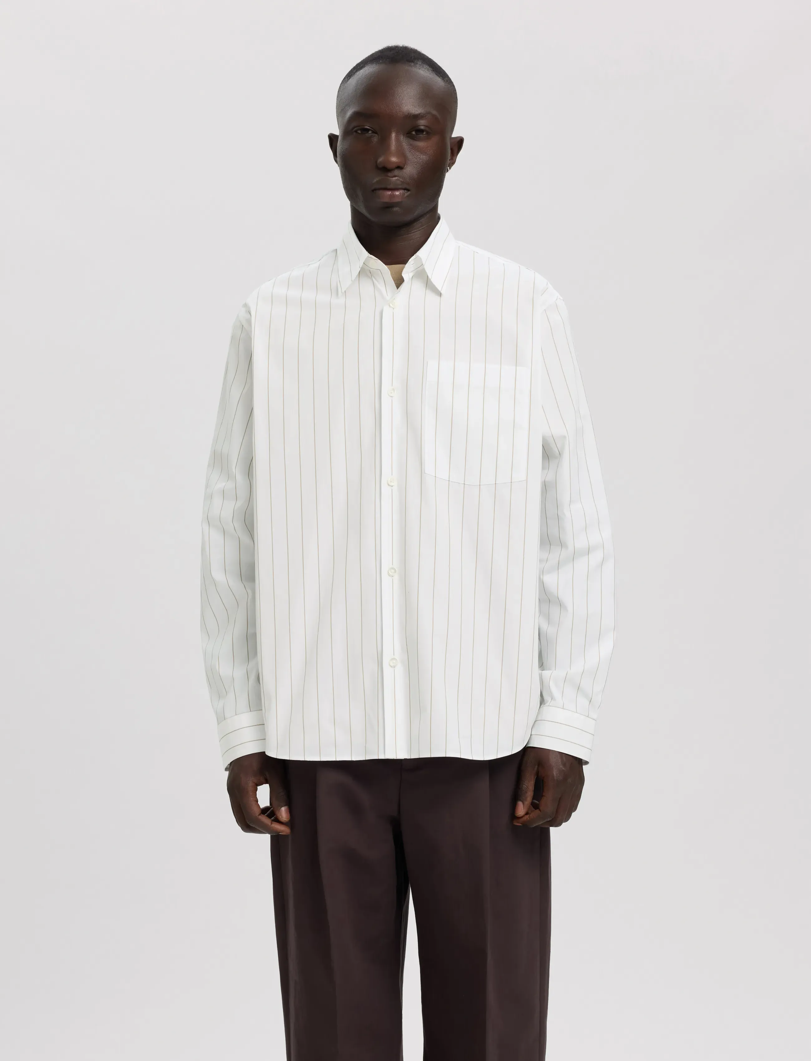 Annarr Anraslund Classic Stripe Ls Shirt, S, White, Shirts > Pattern Shirts, Herre