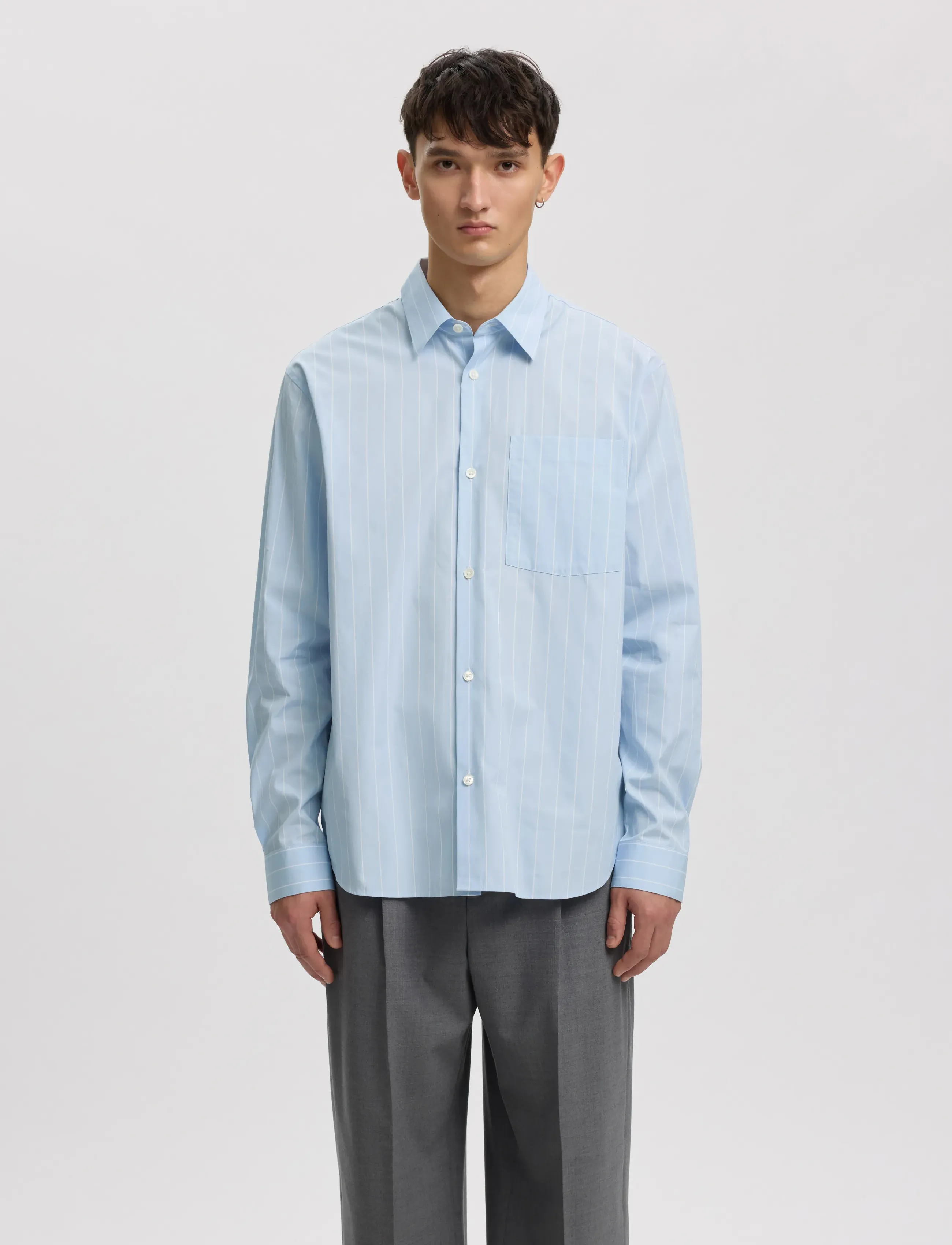 Annarr Anraslund Classic Stripe Ls Shirt, S, Blue, Shirts > Pattern Shirts, Herre