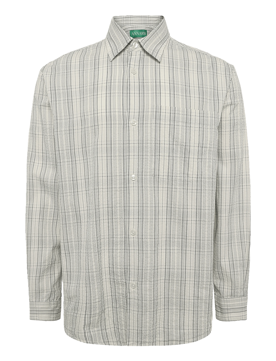 Annarr - ANRASLUND SEERSUCKER MIX LS SHIRT - randiga skjortor - birch - 1