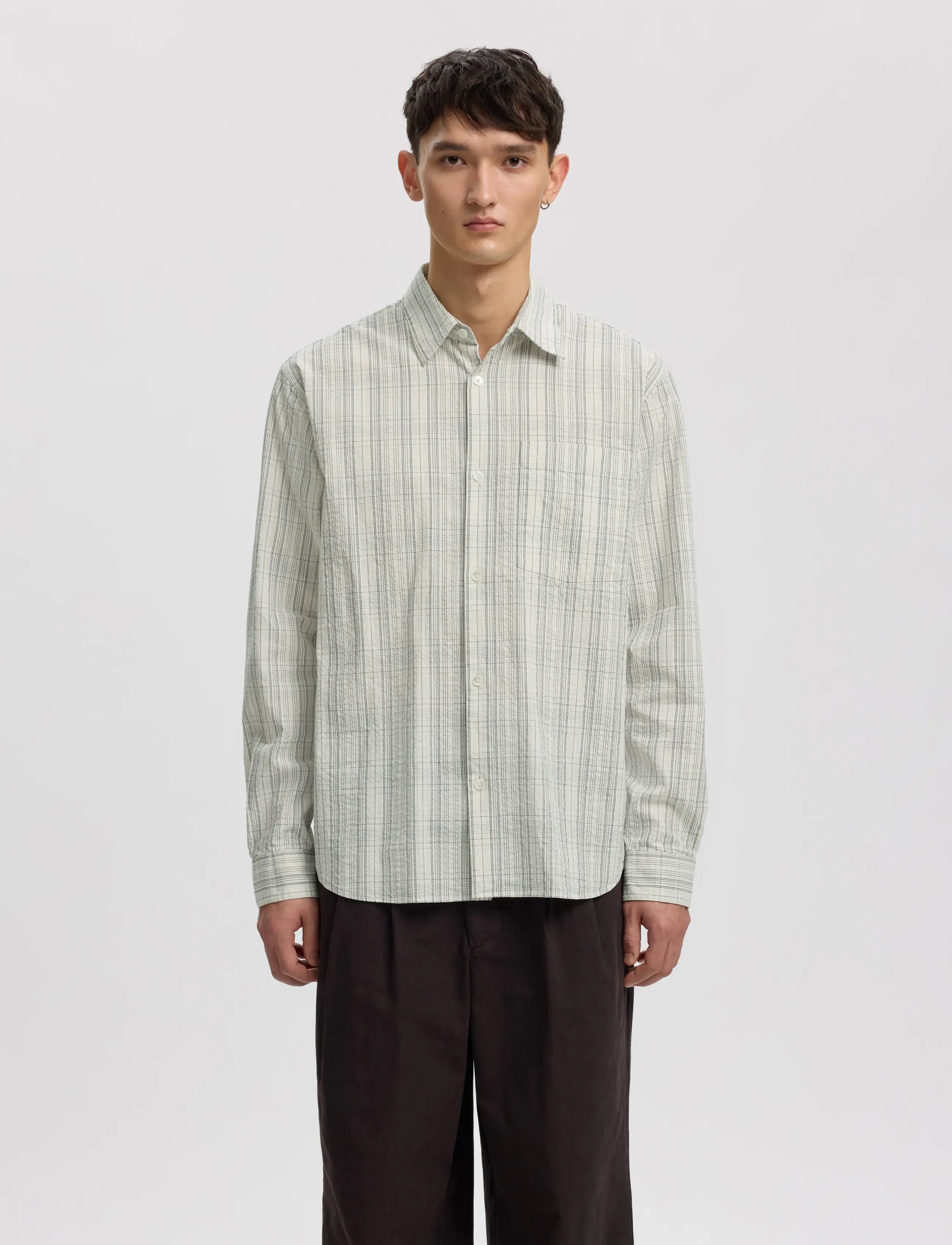 Annarr ANRASLUND SEERSUCKER MIX LS SHIRT - Streetstyle - BIRCH / cream
