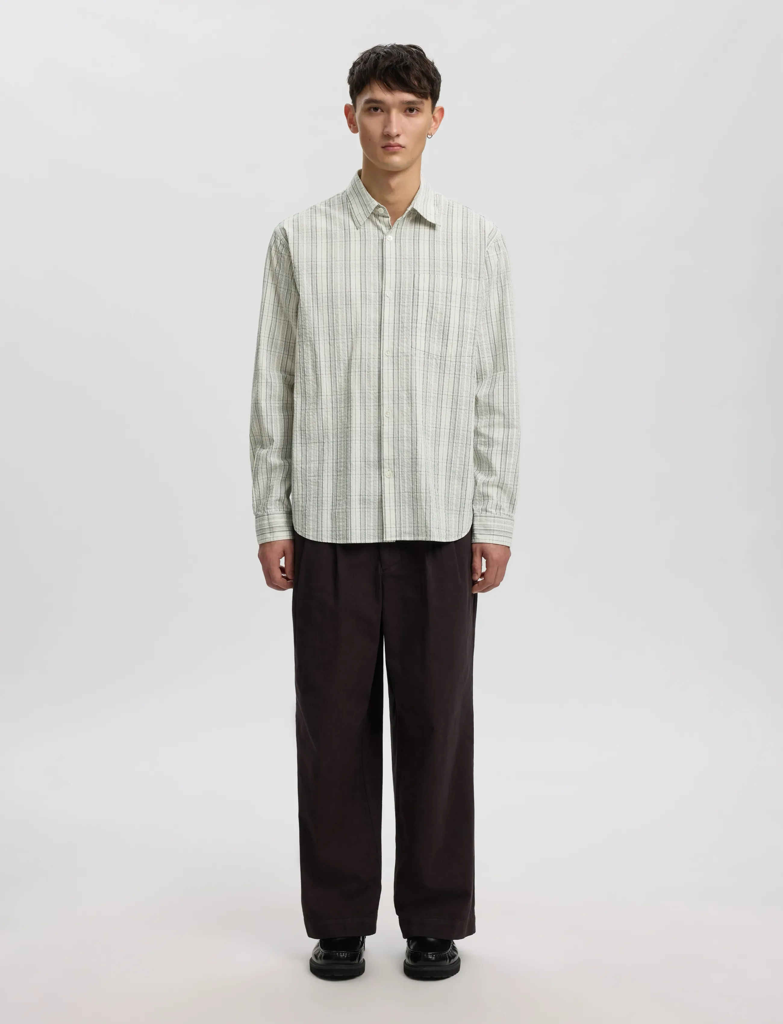 Annarr - ANRASLUND SEERSUCKER MIX LS SHIRT - randiga skjortor - birch - 4