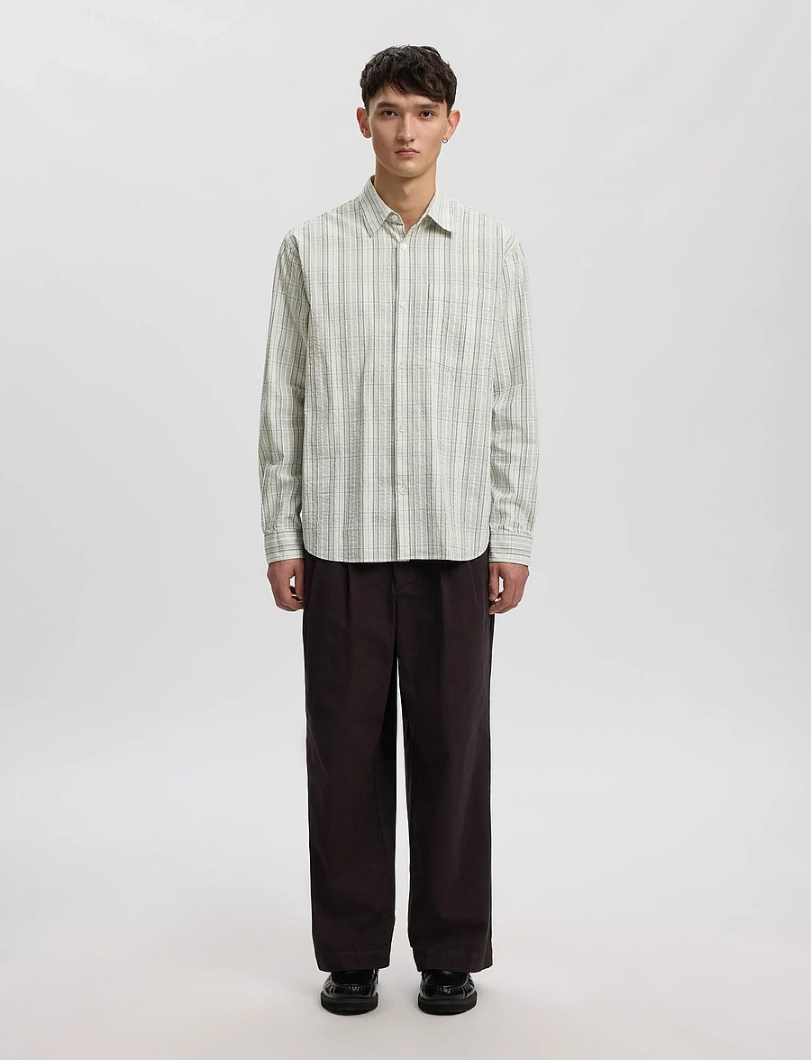 Annarr - ANRASLUND SEERSUCKER MIX LS SHIRT - randiga skjortor - birch - 4