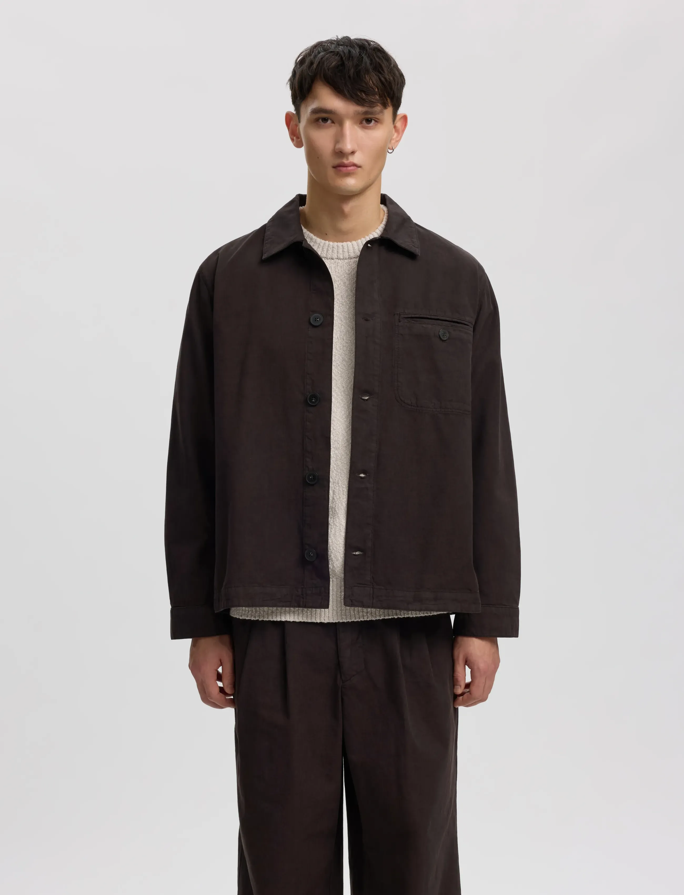 Annarr Anrvern Structure Overshirt, S, Oberteile, Braun - Overshirts, Männerswear