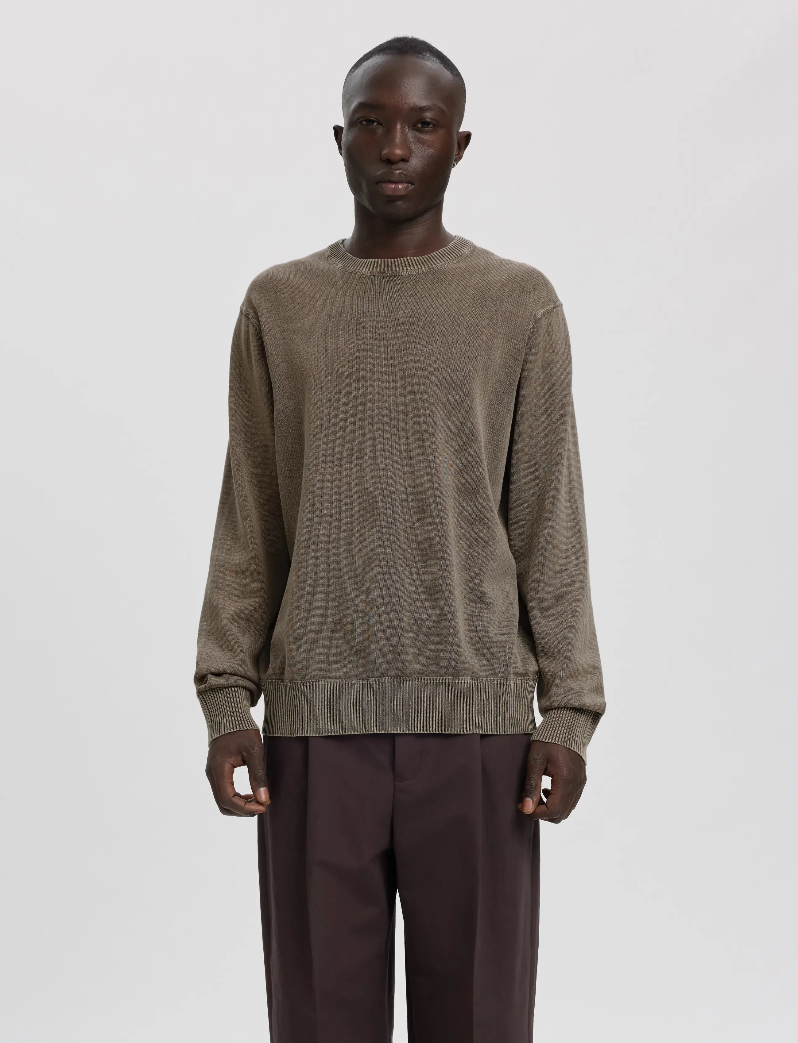 Annarr - ANRRAGI WASHED LS KNIT CREW NECK - Ümara kaelusega - dark grey - 0