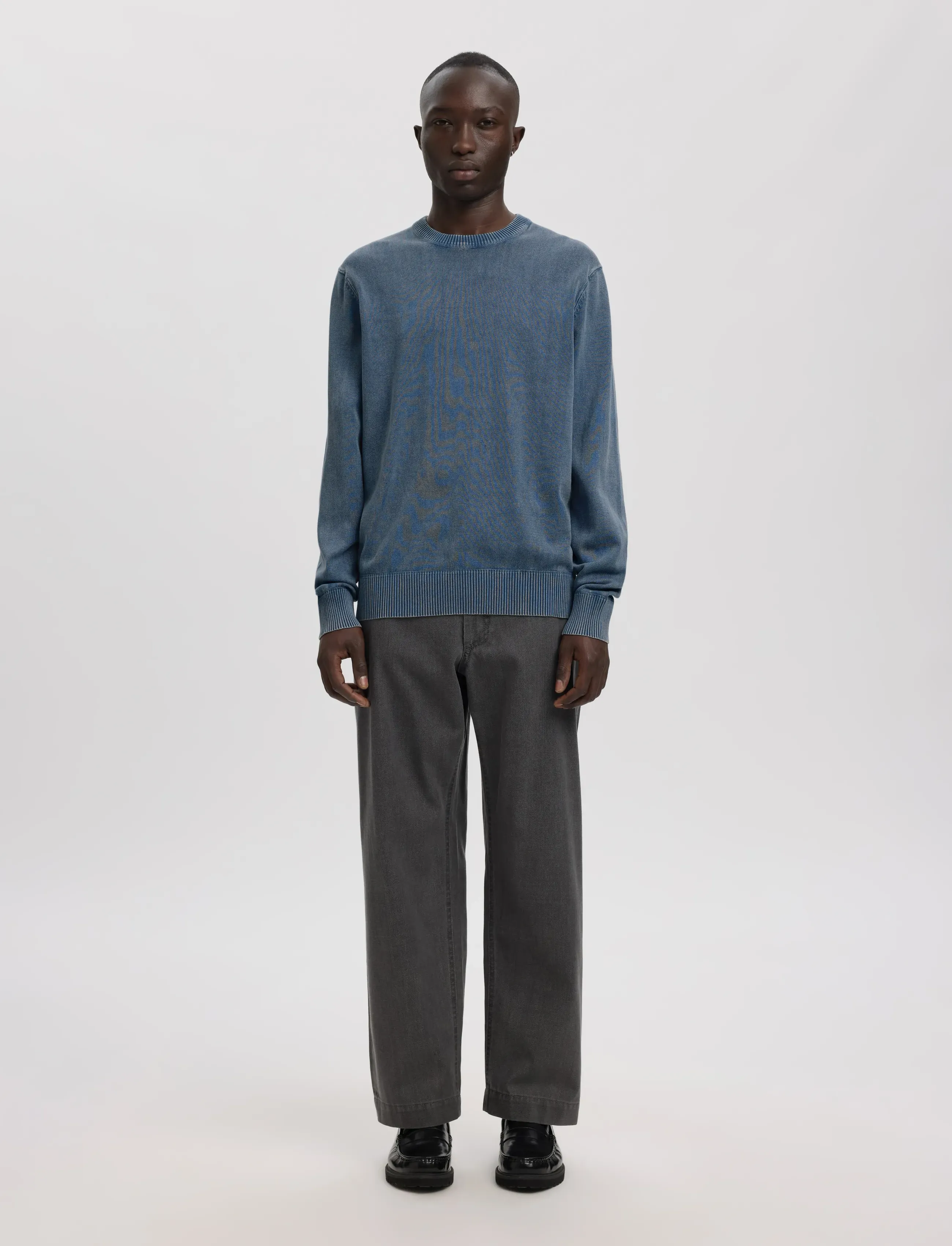 Annarr - ANRRAGI WASHED LS KNIT CREW NECK - rundhalsad - dusty blue - 4