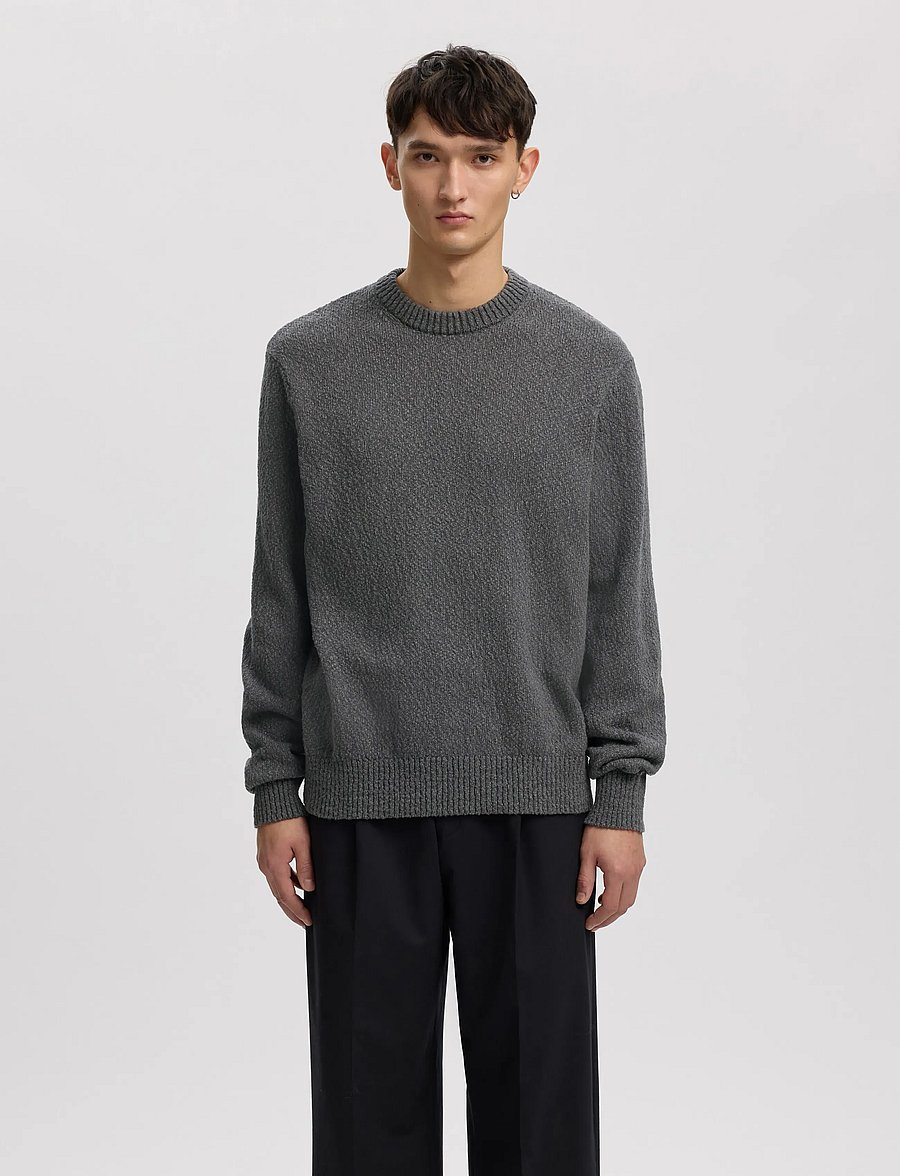 Annarr - ANRRAGI BOUCLE LS KNIT CREW NECK - rundhals - dark grey - 0