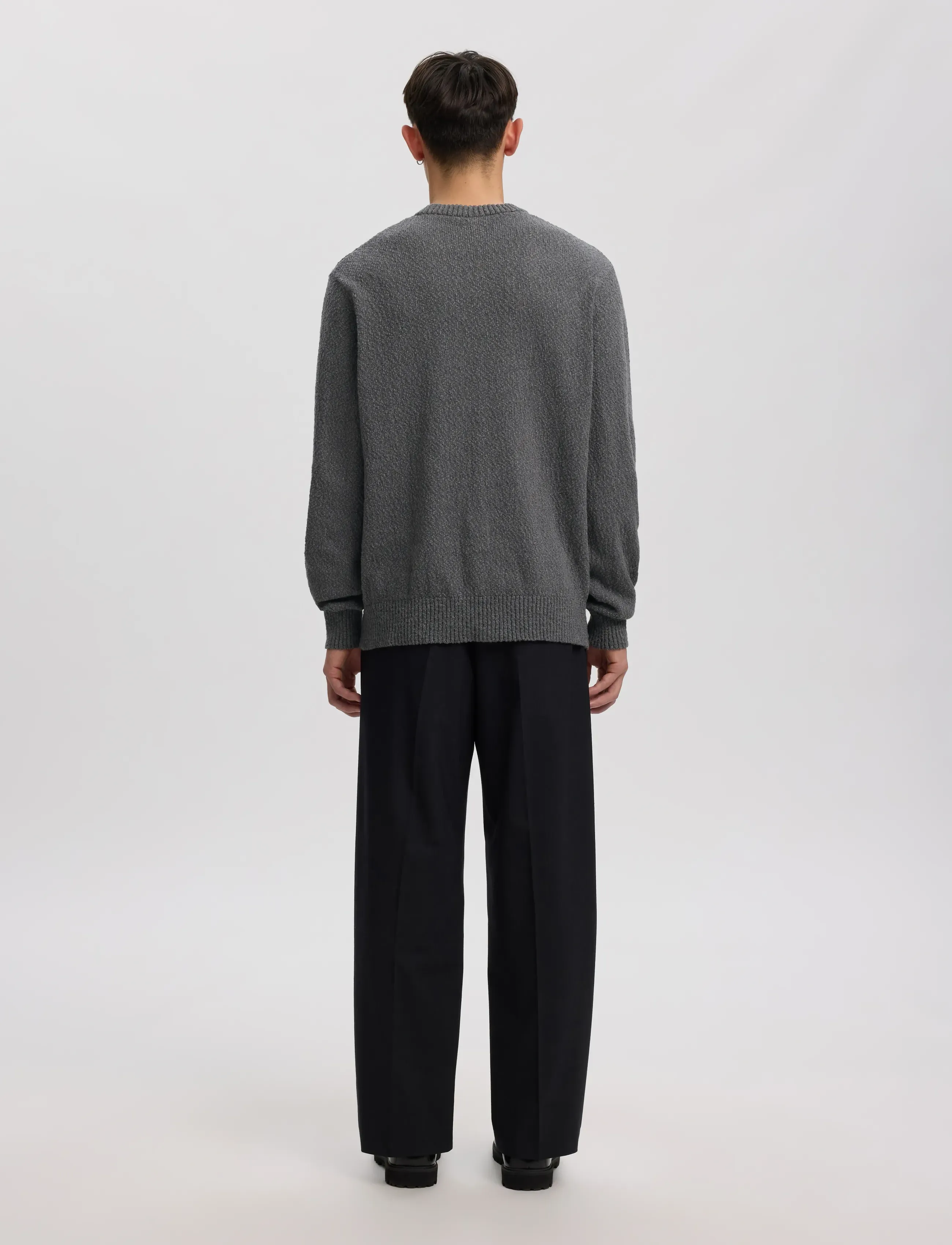 Annarr - ANRRAGI BOUCLE LS KNIT CREW NECK - dark grey - 3