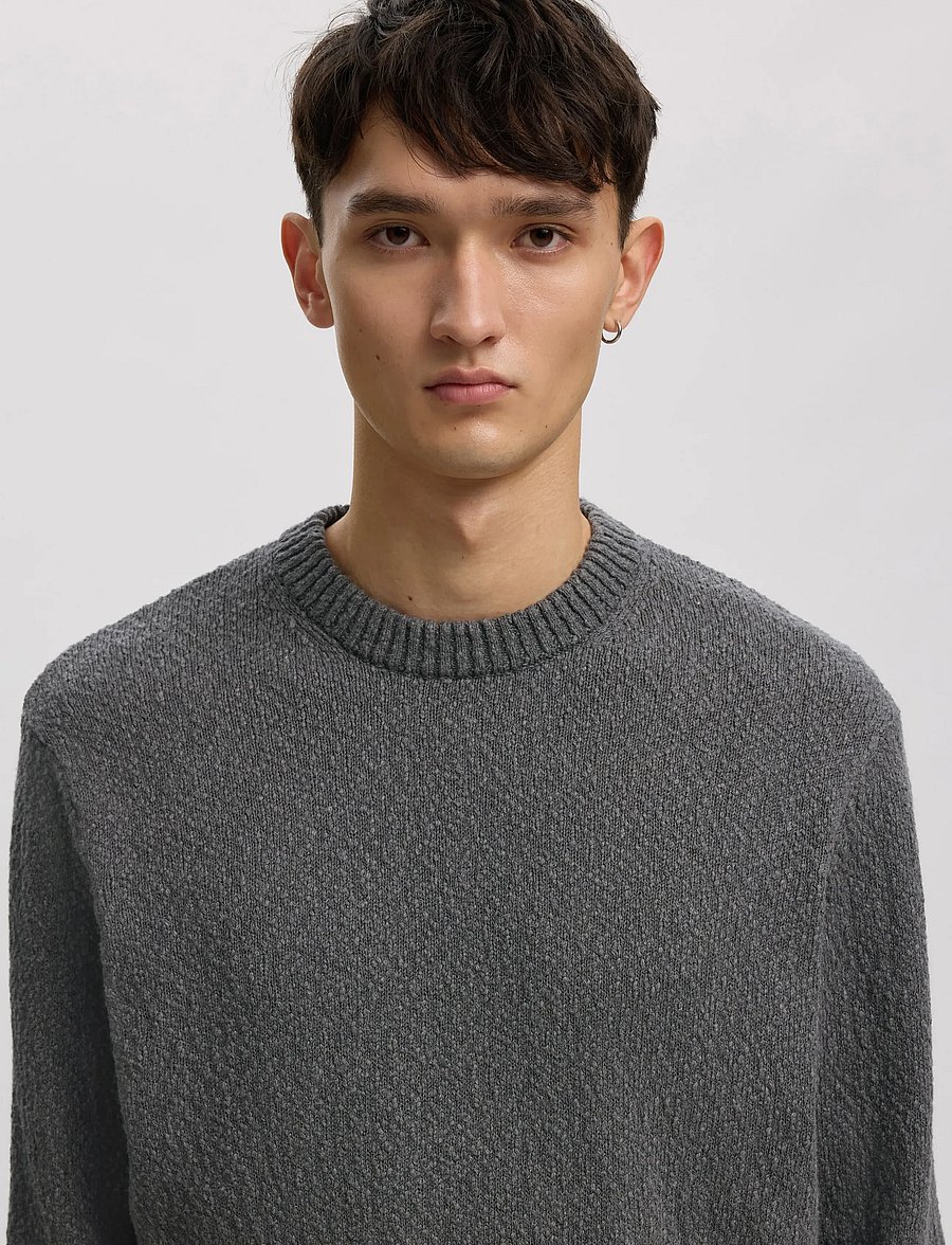 Annarr - ANRRAGI BOUCLE LS KNIT CREW NECK - rundhals - dark grey - 5