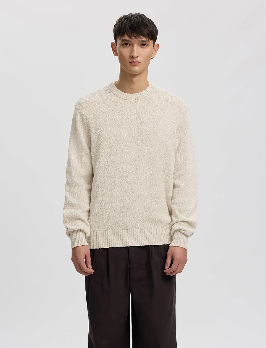 Annarr - ANRRAGI BOUCLE LS KNIT CREW NECK - rundhals - oatmeal - 0