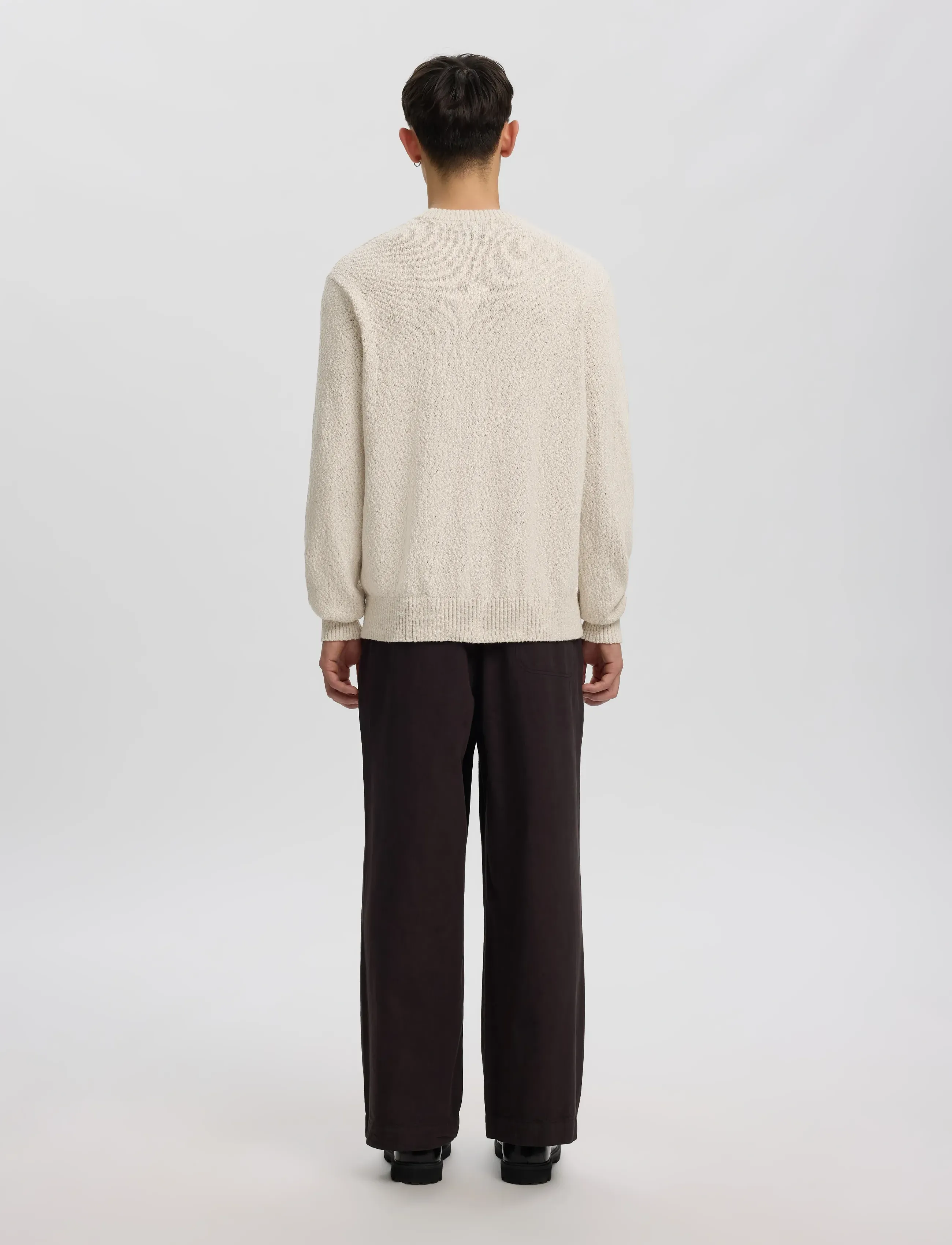 Annarr - ANRRAGI BOUCLE LS KNIT CREW NECK - oatmeal - 3