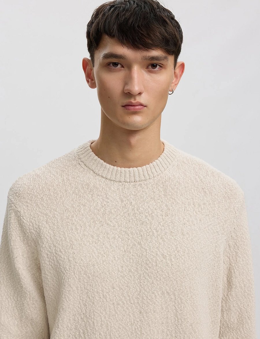 Annarr - ANRRAGI BOUCLE LS KNIT CREW NECK - rundhals - oatmeal - 5