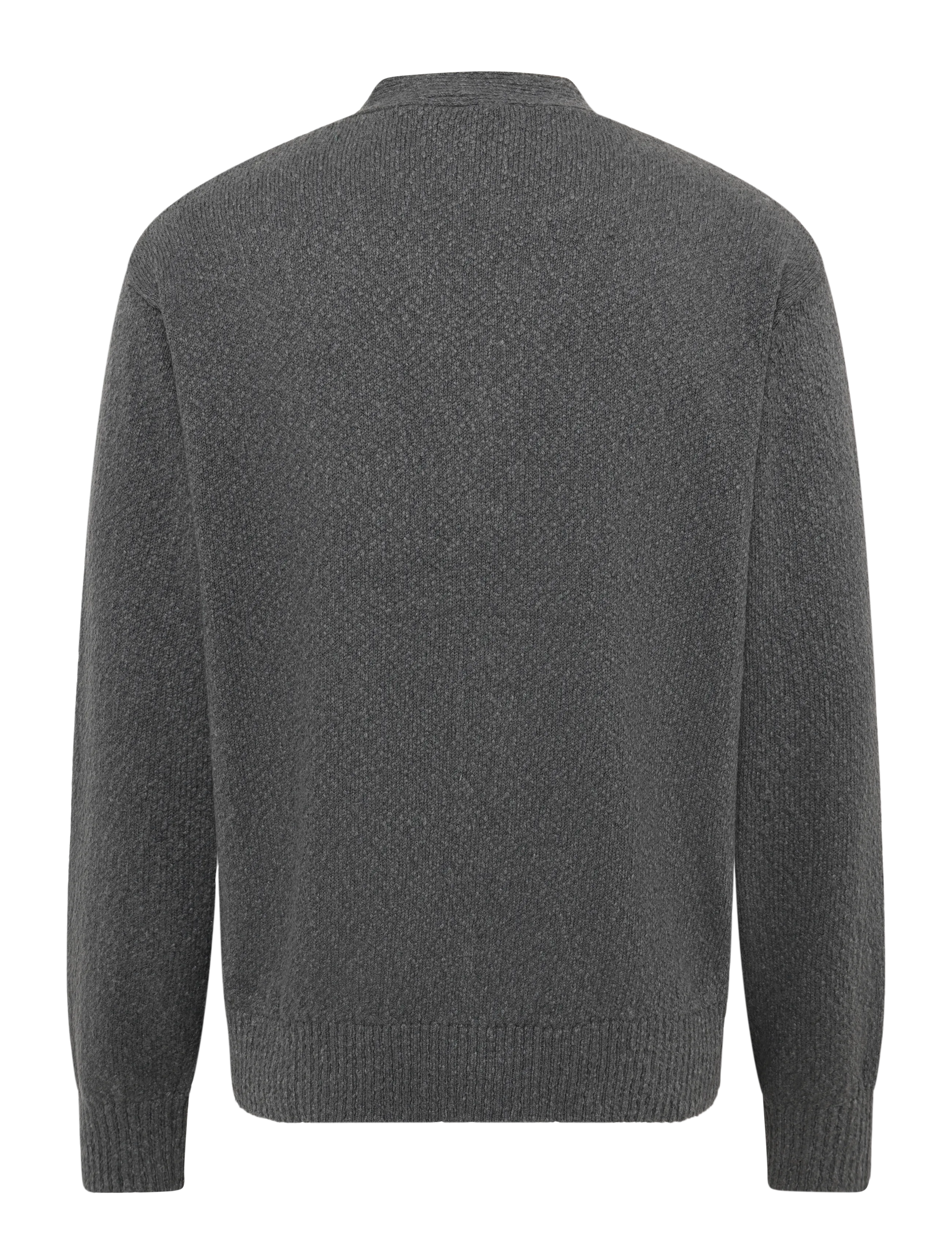 Annarr - ANRROLF BOUCLE LS KNIT V-NECK CARDIGAN - choal grey - 2