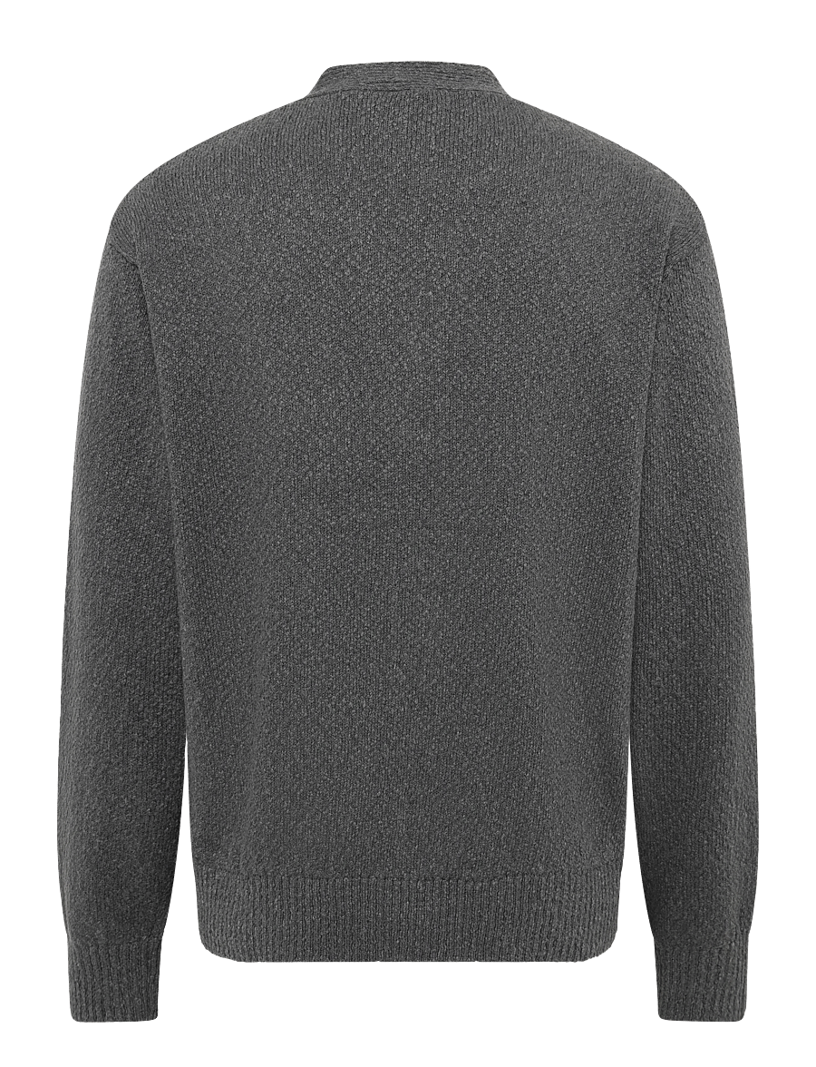 Annarr - ANRROLF BOUCLE LS KNIT V-NECK CARDIGAN - choal grey - 2