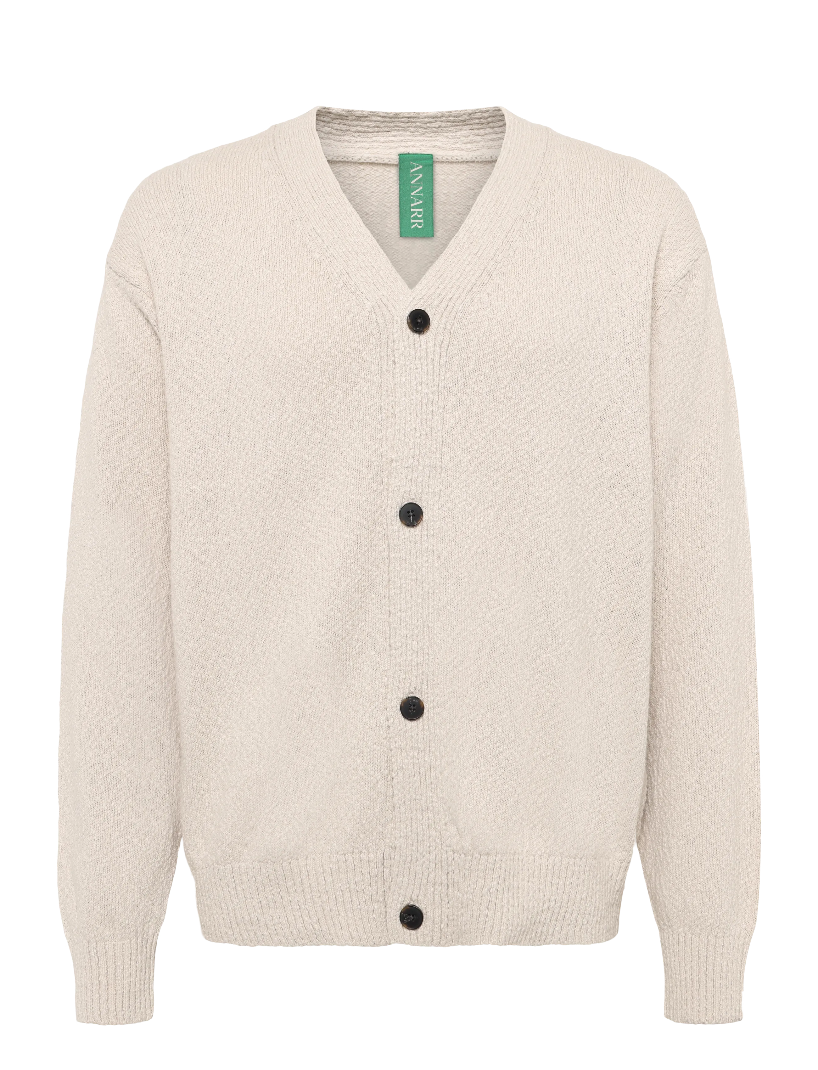 ANNARR Anrrolf Boucle Ls Knit V-Ausschnitt Cardigan Cream - S - Herren