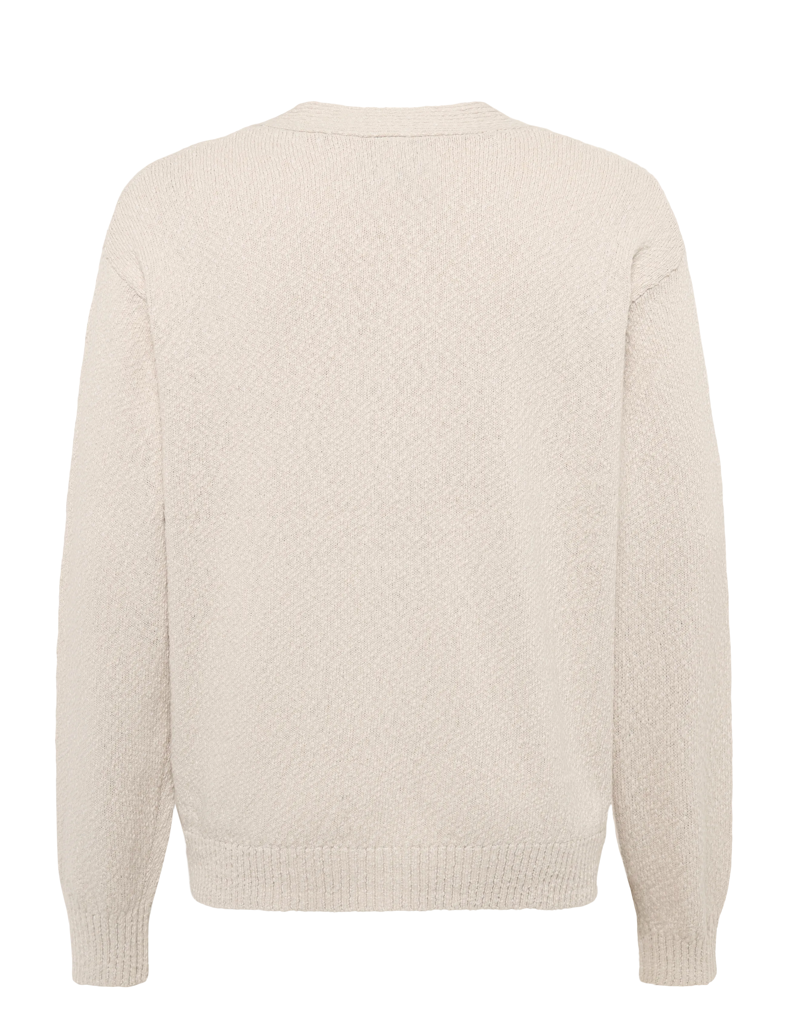 Annarr - ANRROLF BOUCLE LS KNIT V-NECK CARDIGAN - oatmeal - 2