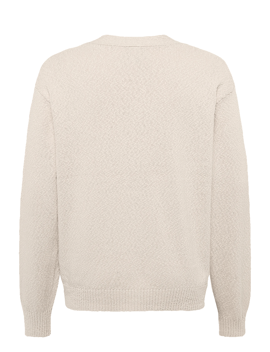 Annarr - ANRROLF BOUCLE LS KNIT V-NECK CARDIGAN - koftor - oatmeal - 2