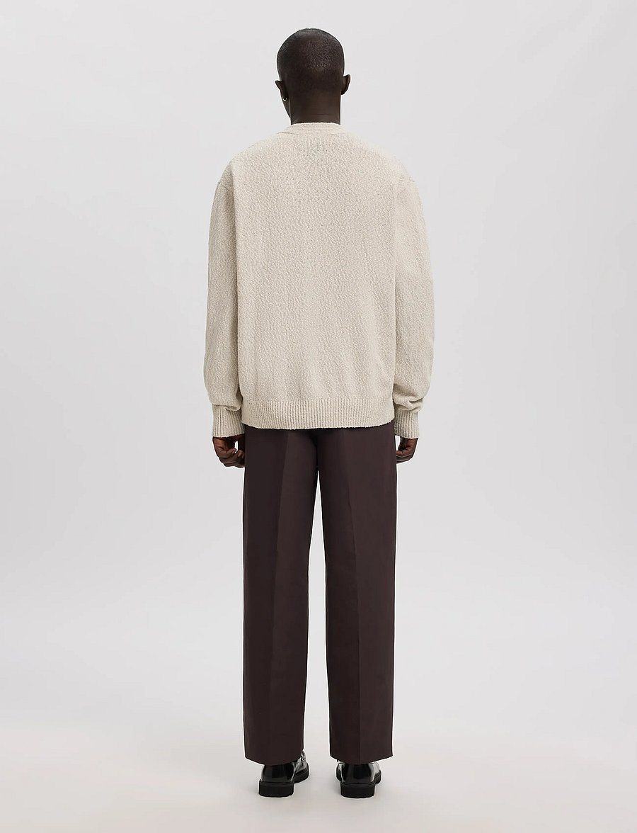 Annarr - ANRROLF BOUCLE LS KNIT V-NECK CARDIGAN - koftor - oatmeal - 3