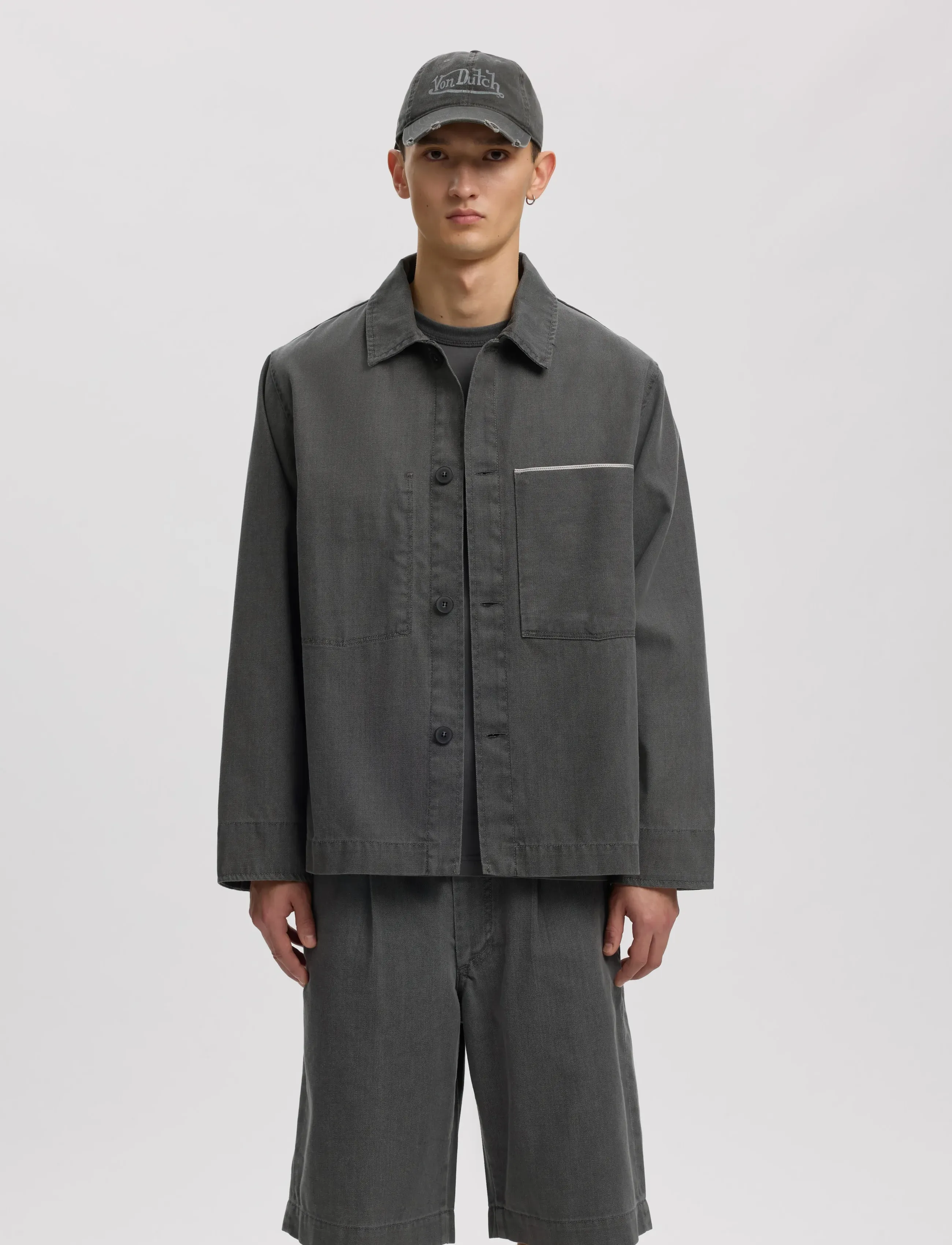 Annarr Anrfloki Selvedge Denim Lg Overshirt, Mænd, Denim Overshirt, Grå, Str: M