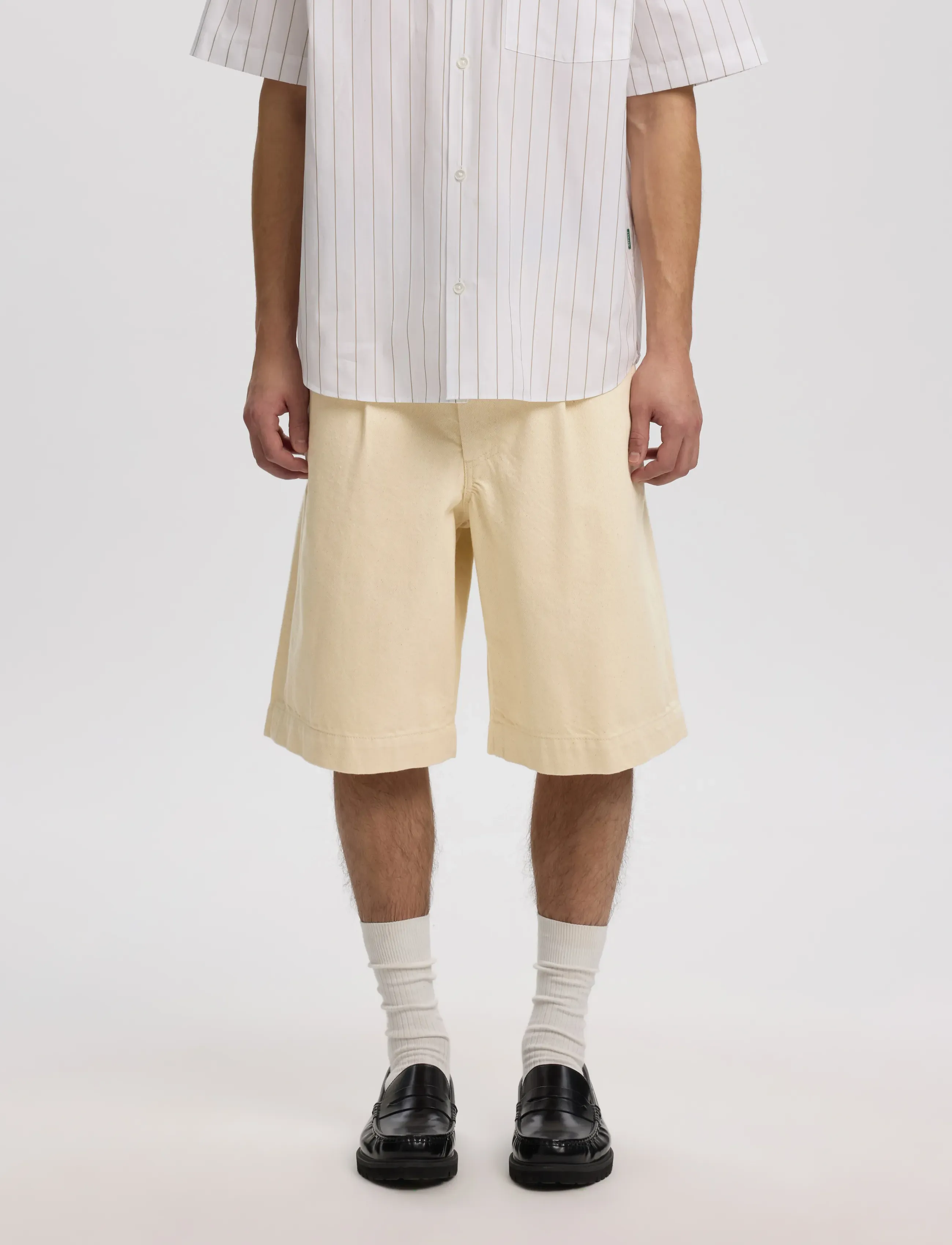 Annarr Anrtrygve Selvedge Denim White Shorts, Mænd, Denim Shorts, Hvid, Str: S