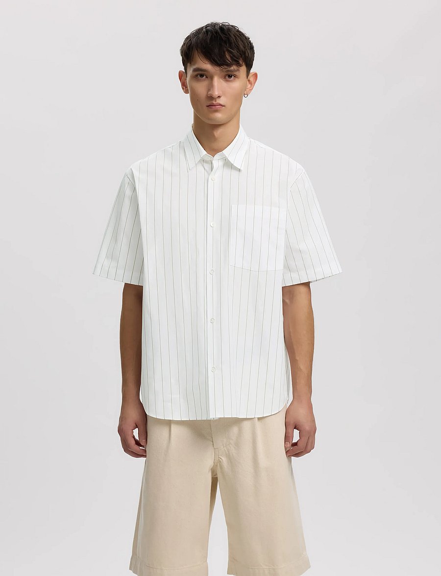 Annarr - ANRASLUND CLASSIC STRIPE SS SHIRT - kortärmade skjortor - brilliant white - 0