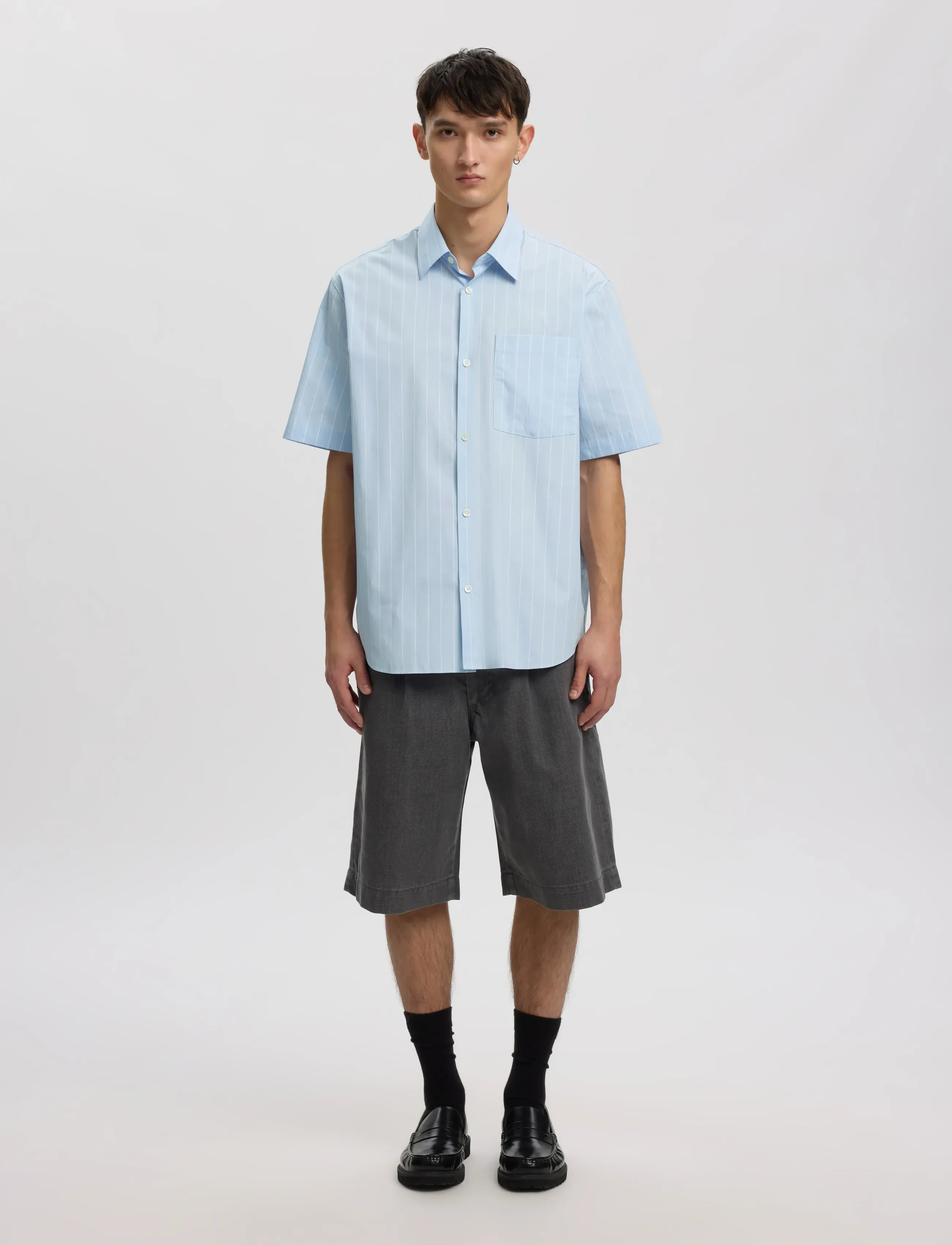 Annarr - ANRASLUND CLASSIC STRIPE SS SHIRT - kortærmede skjorter - cashmere blue - 4