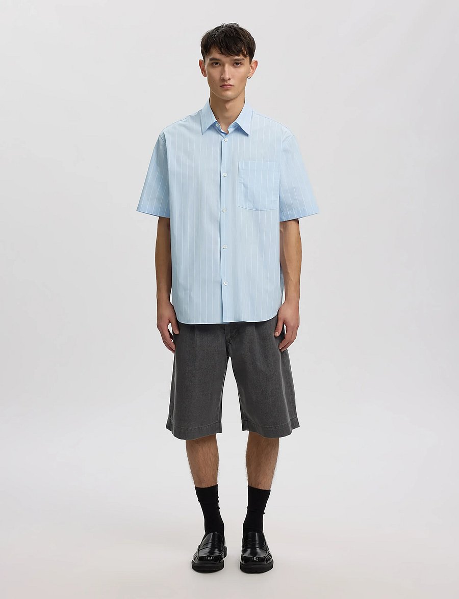 Annarr - ANRASLUND CLASSIC STRIPE SS SHIRT - kortærmede skjorter - cashmere blue - 4