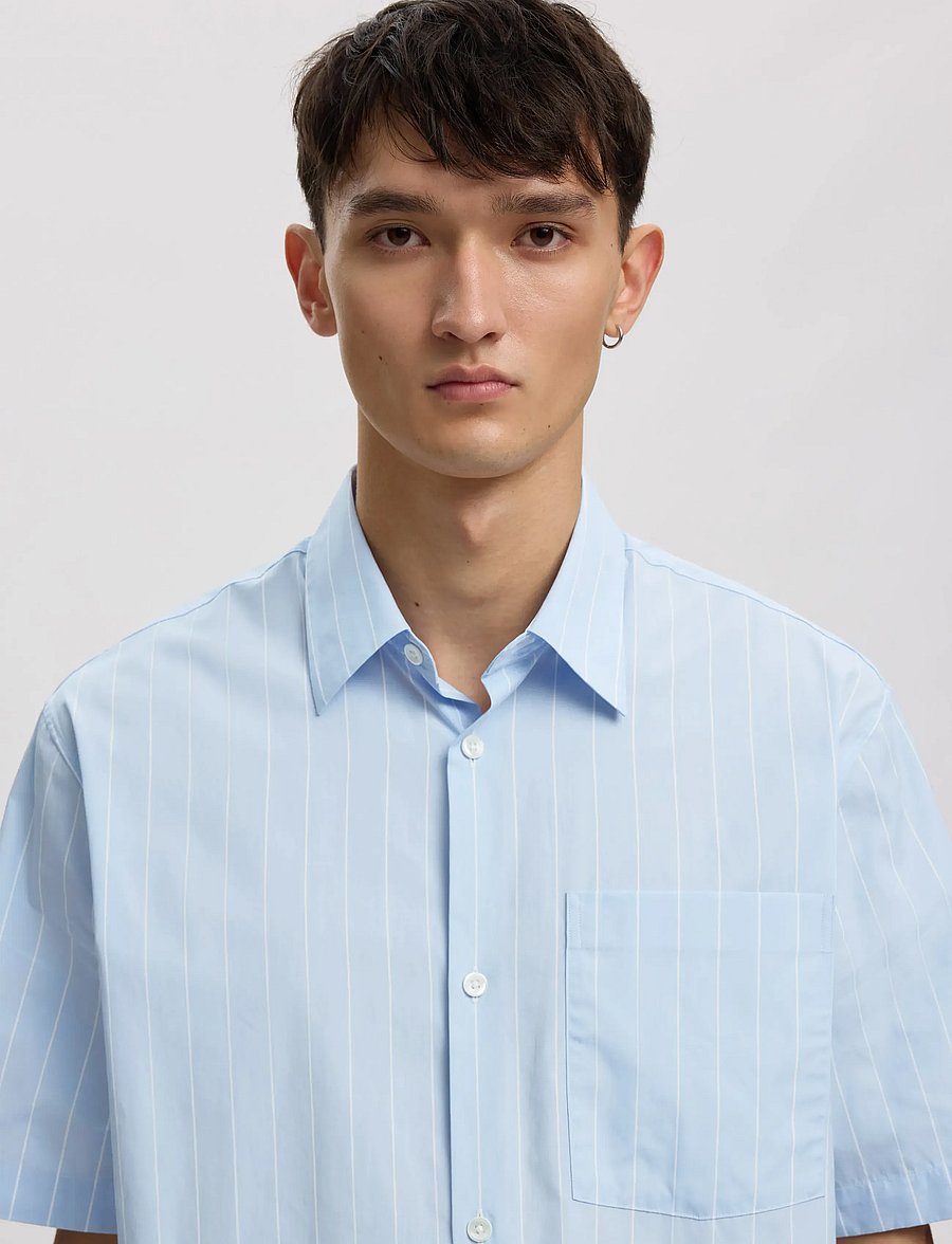 Annarr - ANRASLUND CLASSIC STRIPE SS SHIRT - kortærmede skjorter - cashmere blue - 5