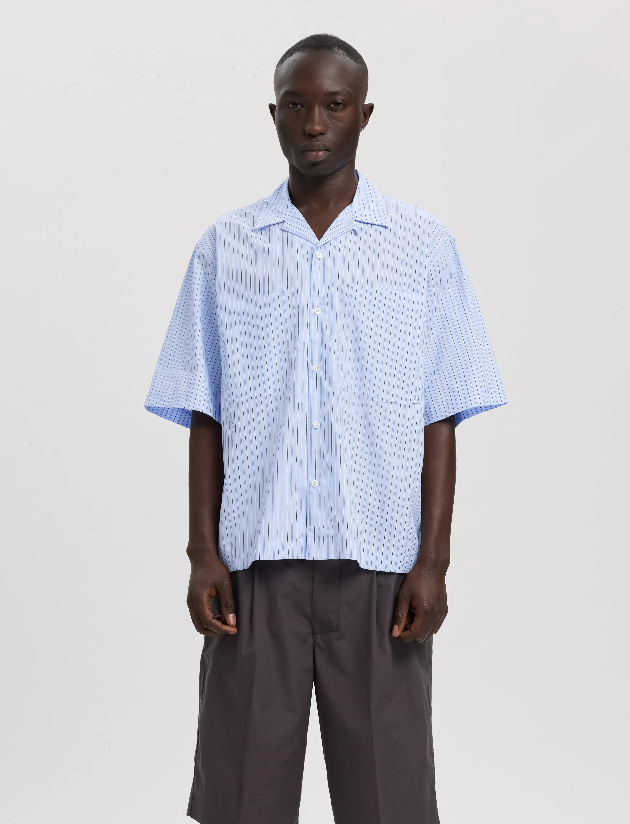 Annarr Anrrex Stripes Ss Shirt, L, Shirts, Blau - Casual Männerswear