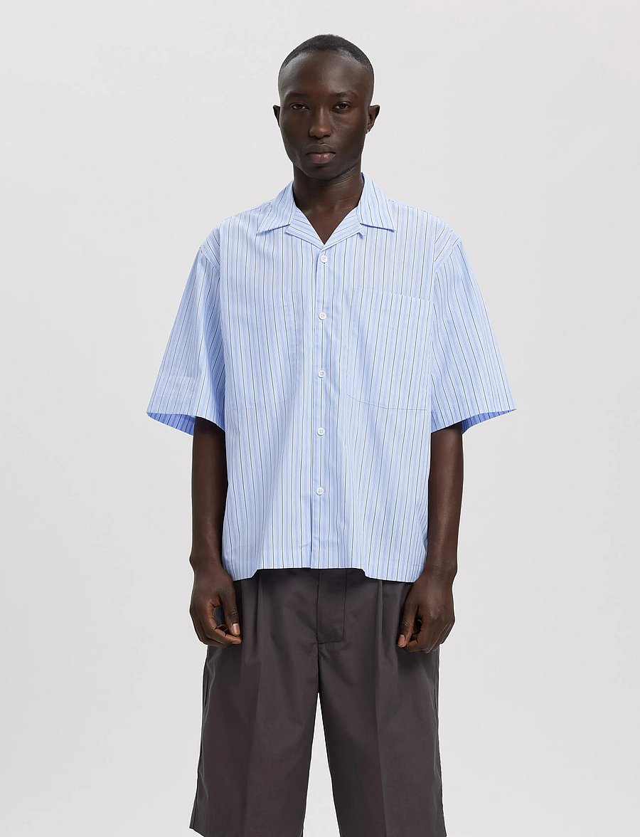 Annarr - ANRREX STRIPES SS SHIRT - gestreifte hemden - cashmere blue - 0