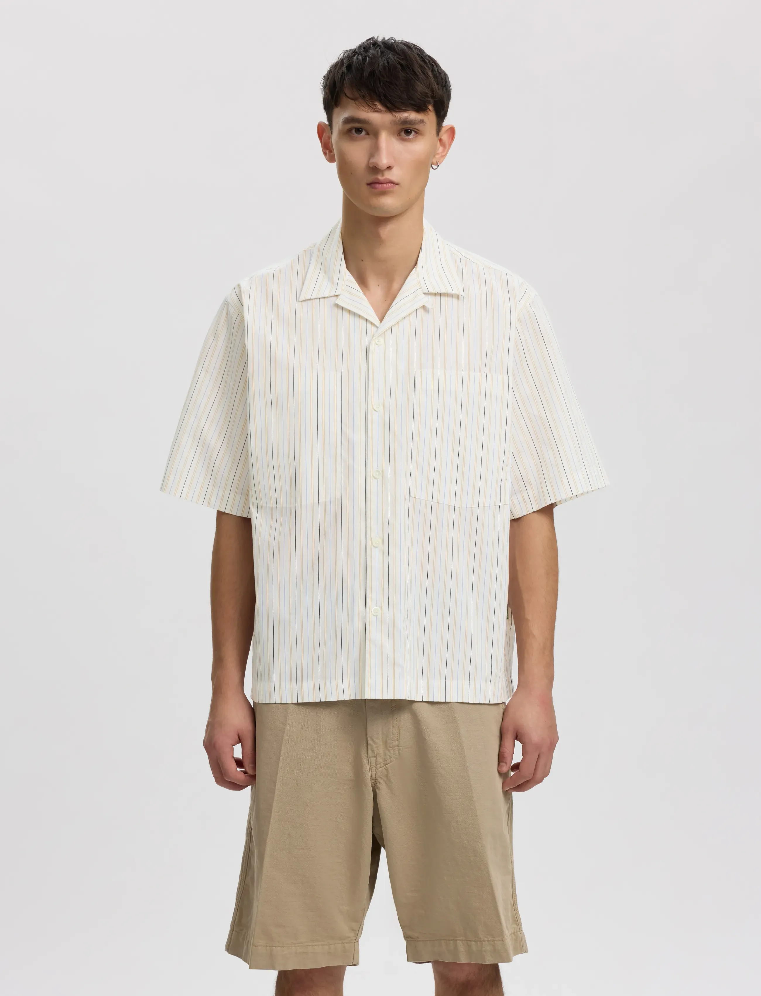 Annarr Anrrex Stripes Ss Shirt, L, Shirts, Creme - Casual Männerswear